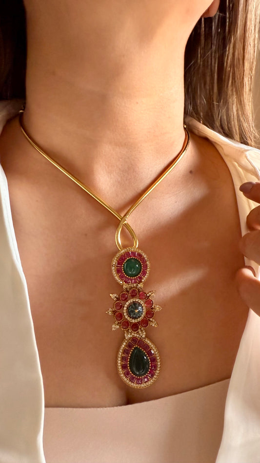 Sabyasachi inspired emerald & ruby necklace