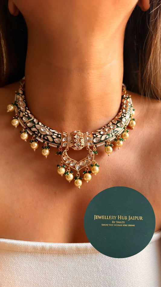 Emerald meenakari hasli