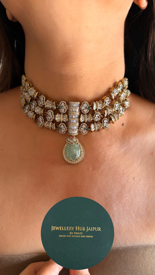 Royal Sabyasachi inspired with mint stone navratna Necklace