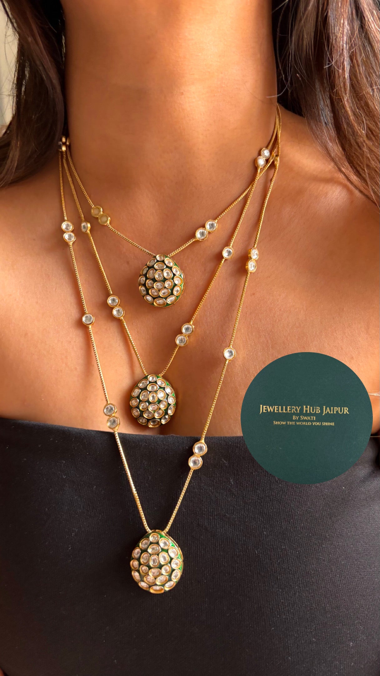 Meenakari triple layered pendant Necklace