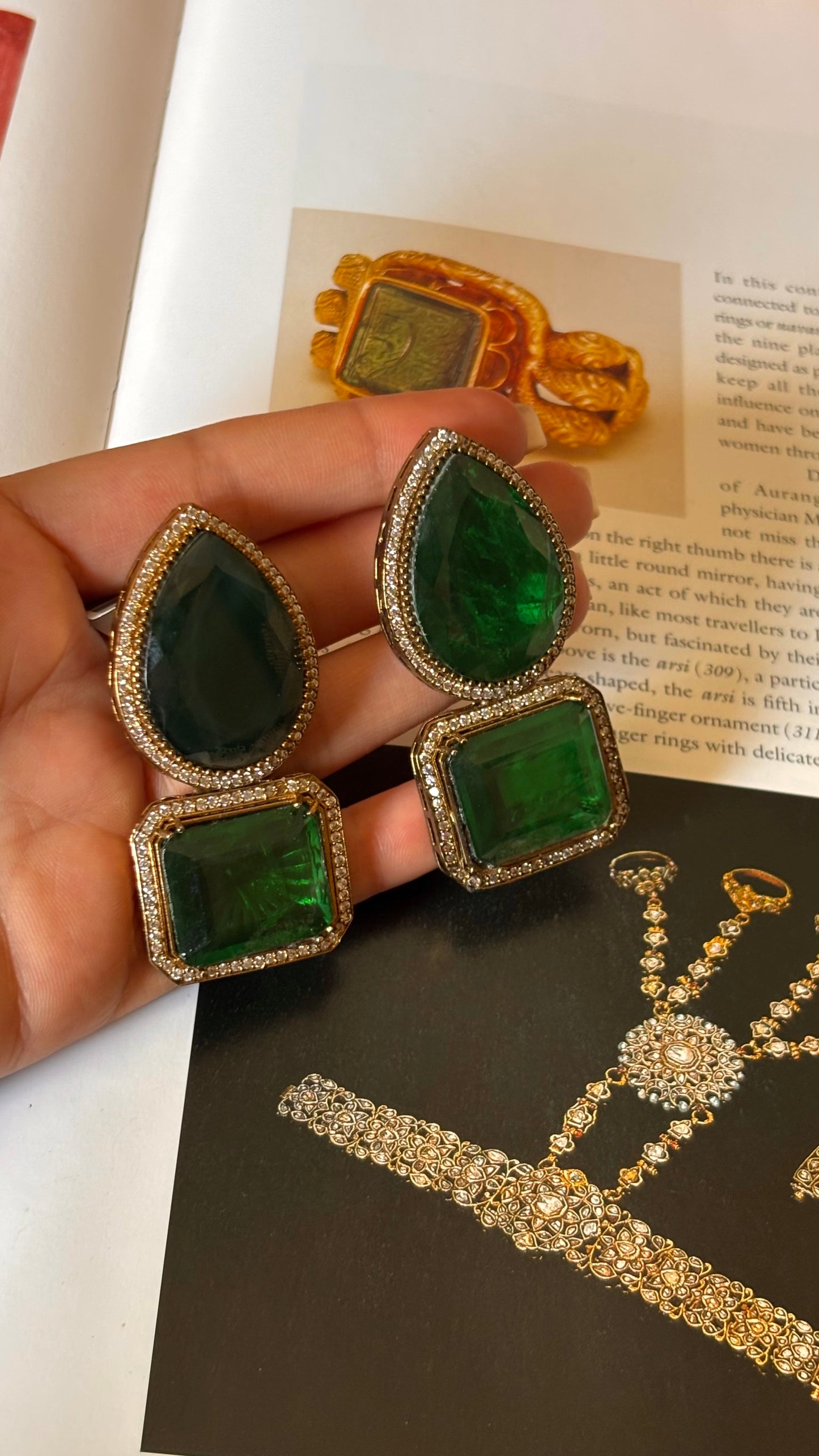 Designer emerald doublets danglers