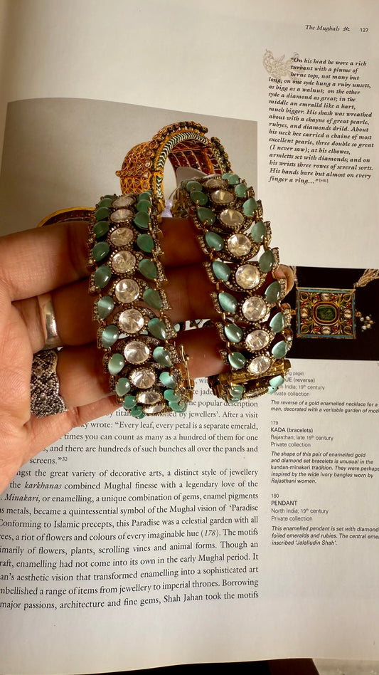 Mint heritage moissanite polki openable bangle