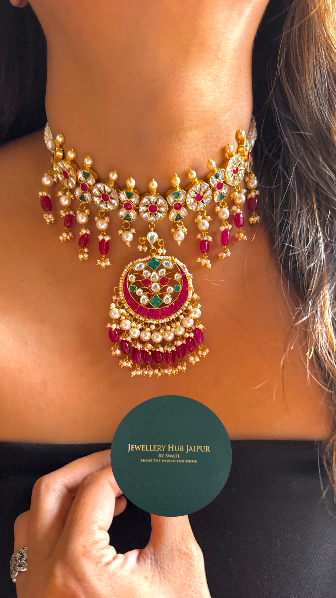 Rani pink paachi kundan rajwada jadau necklace