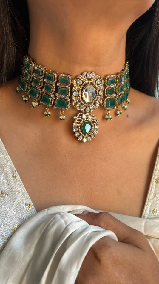 Emerald doublet victorian choker