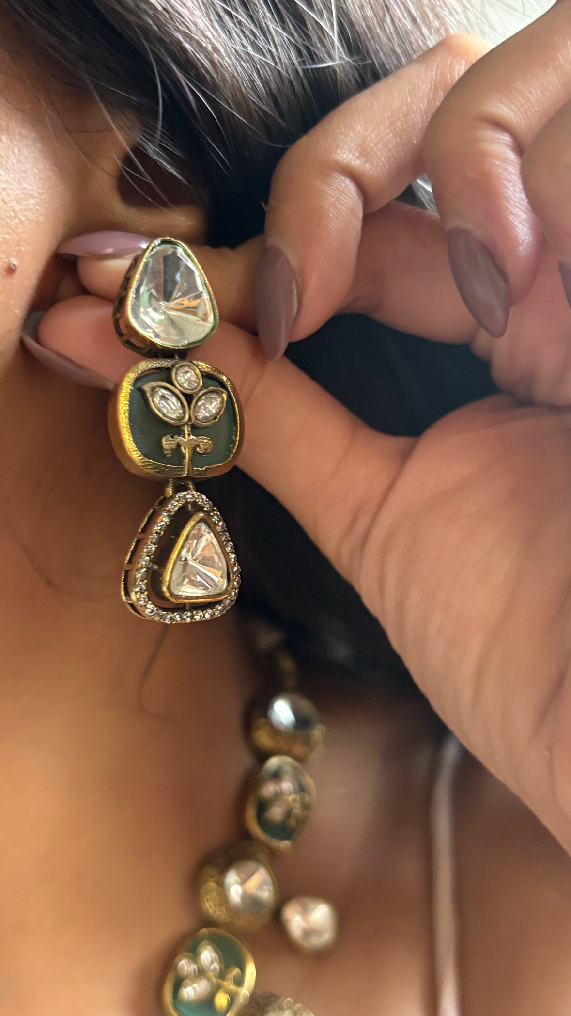Mint uncut Polki necklace