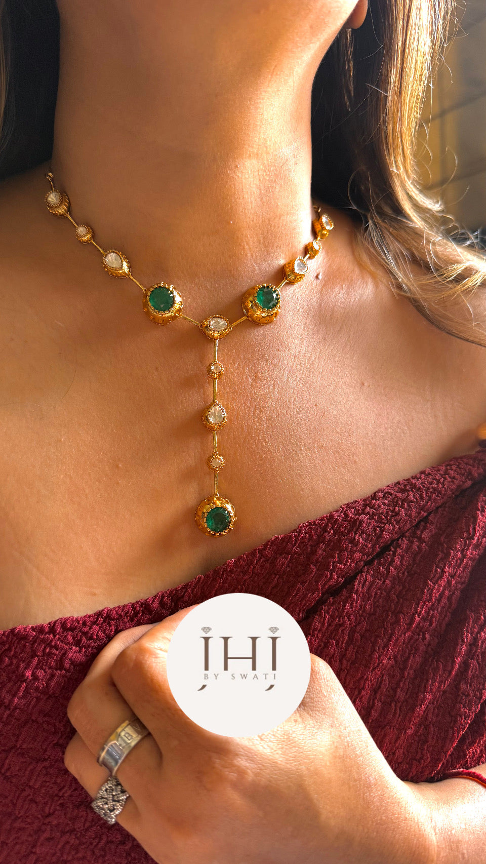 Emerald cocktail necklace