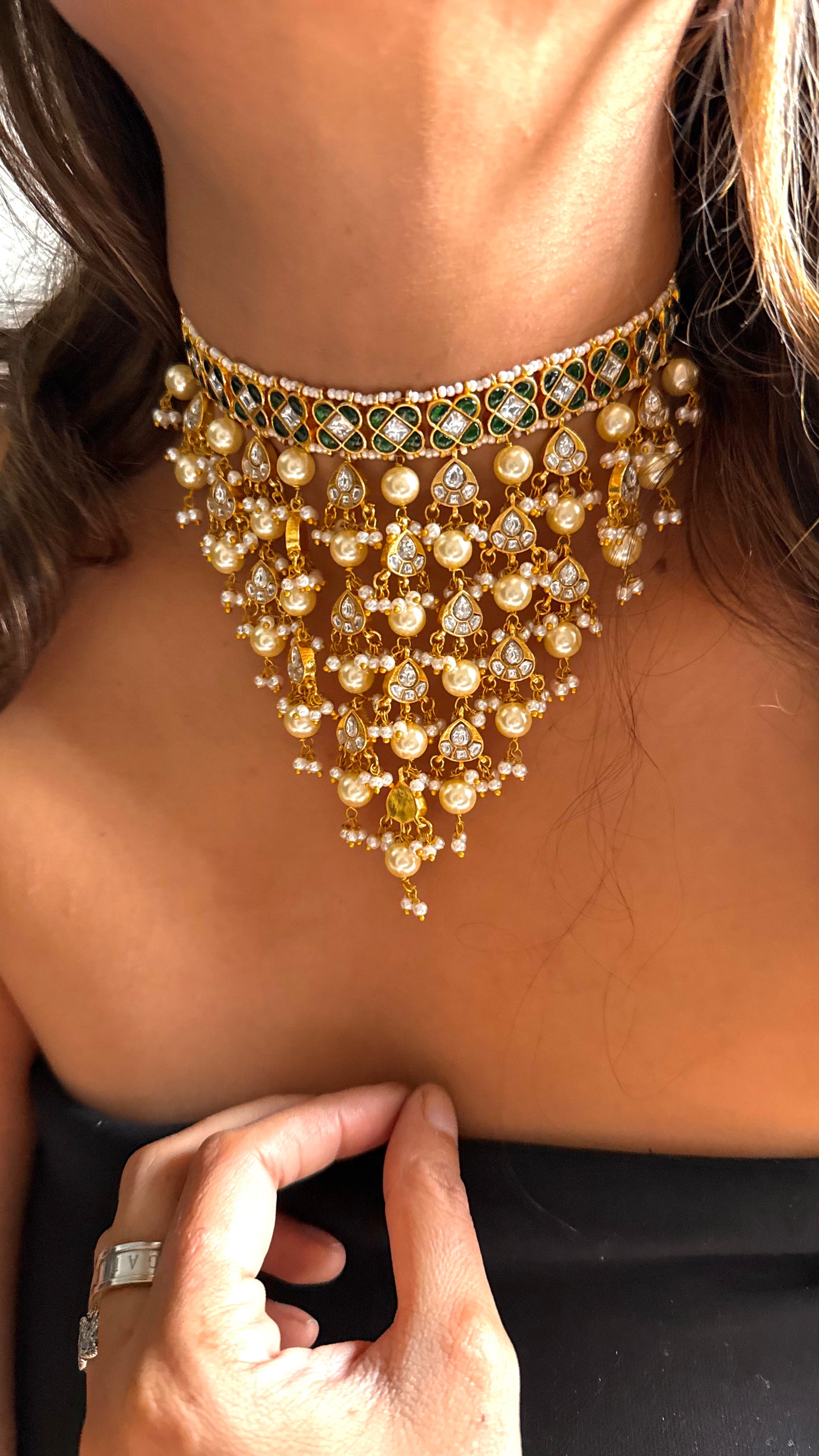 Emerald pachi waterfall necklace