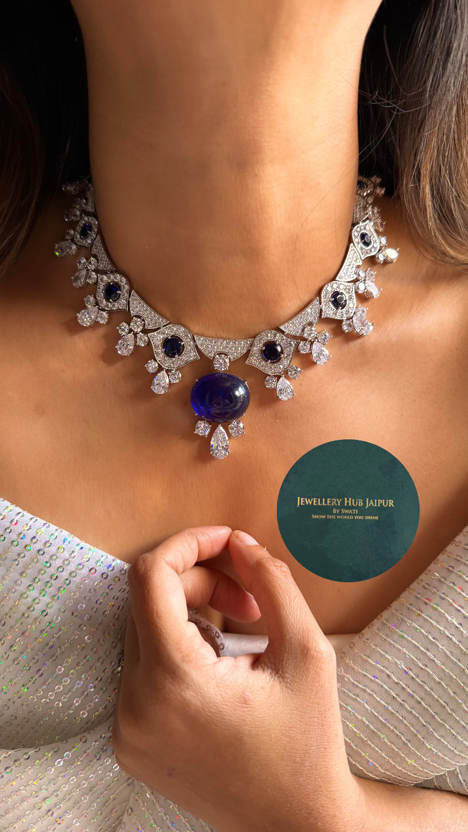 Sapphire bvlgari inspired diamond set