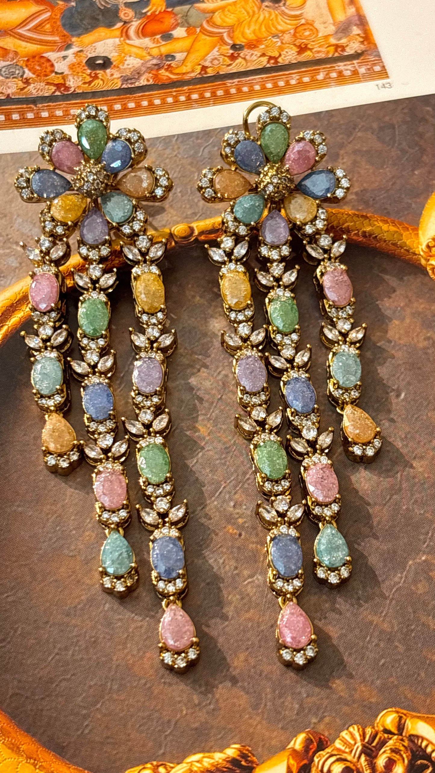 Floral Carnival long danglers (mixed color)