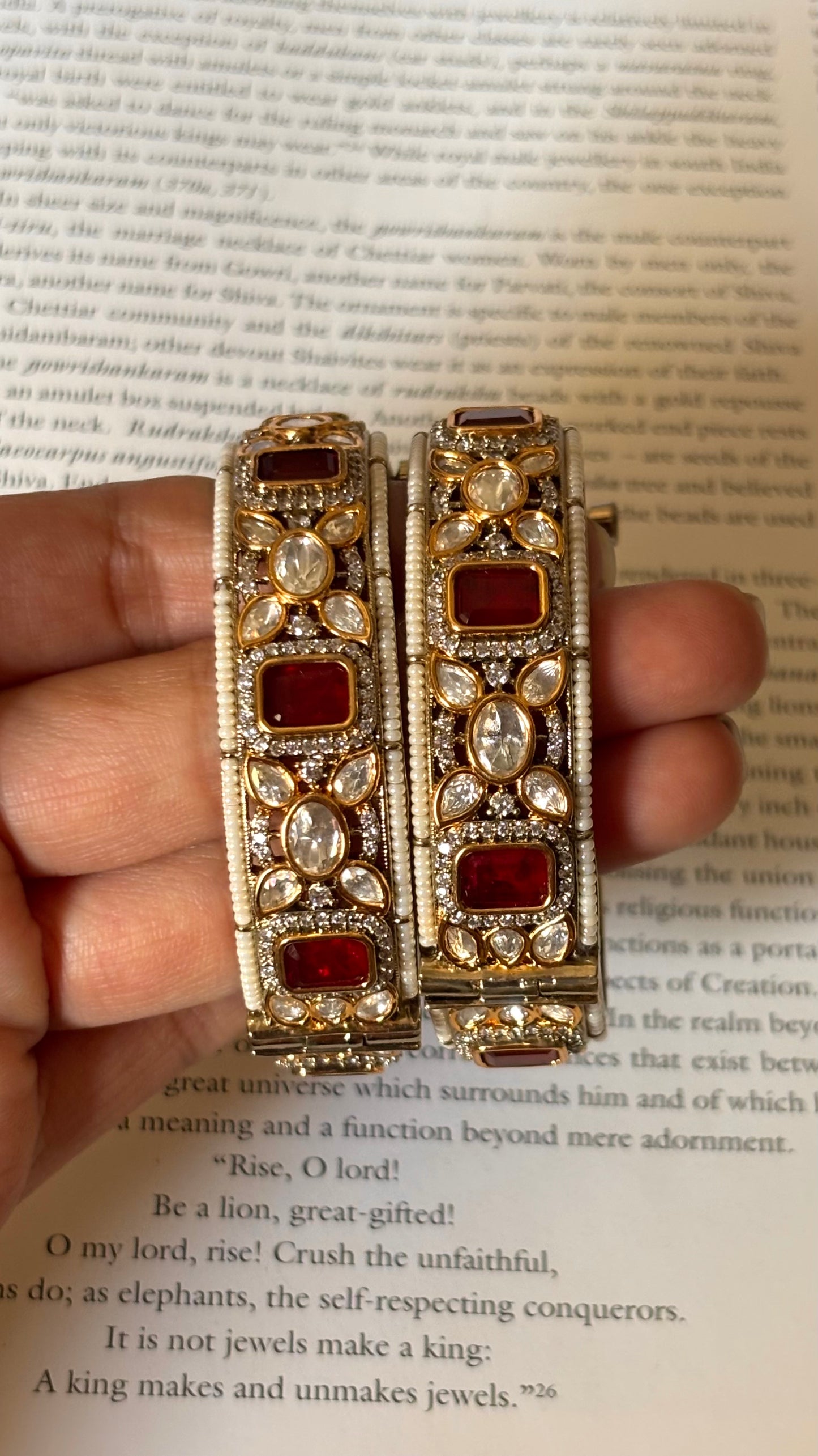 Real moissanite ruby polki Bangles