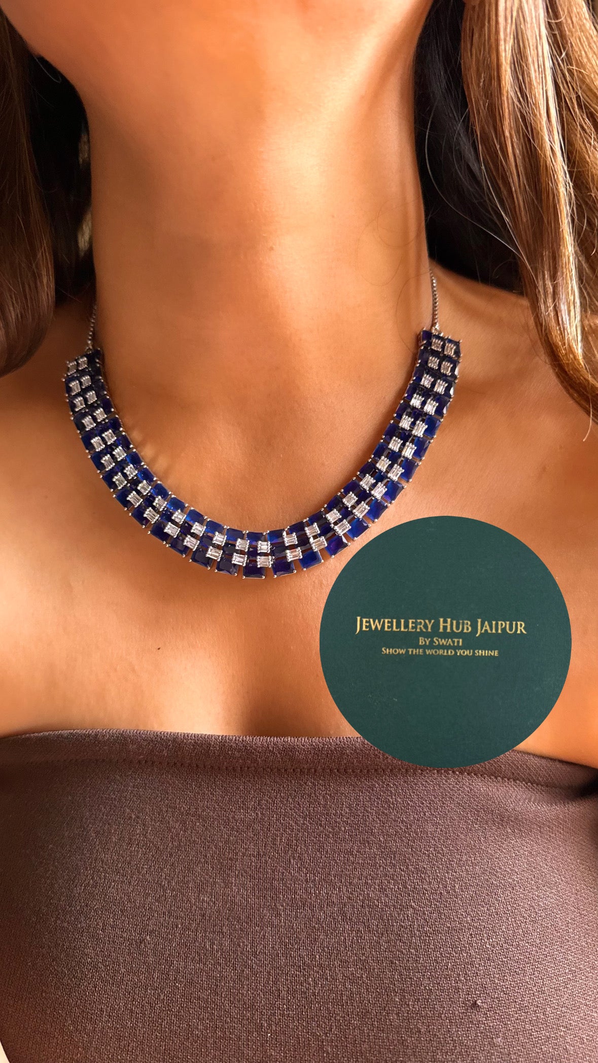 Sapphire cz diamond designer collar set