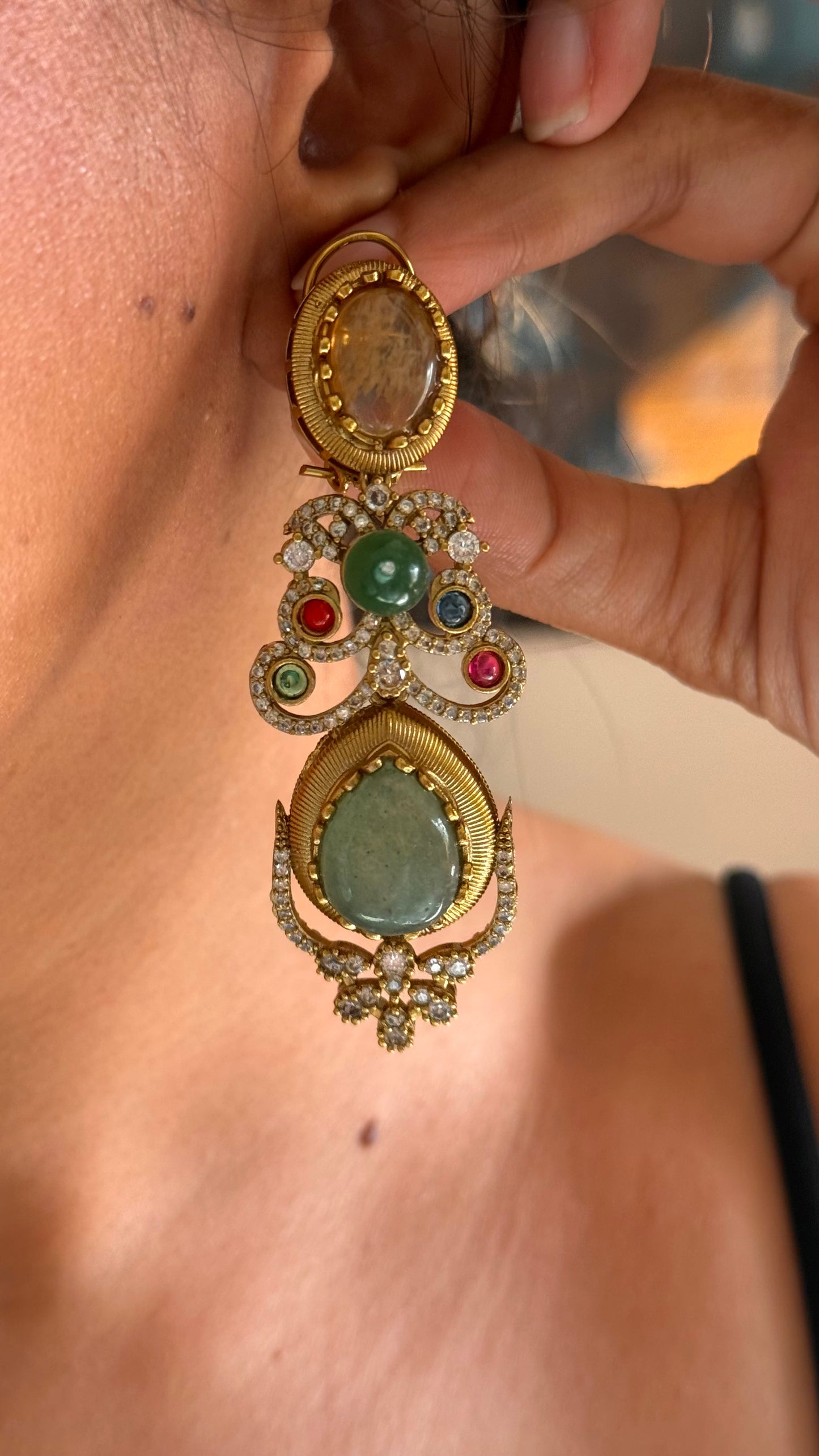 Sabyasachi inspired mint & peach cocktail necklace