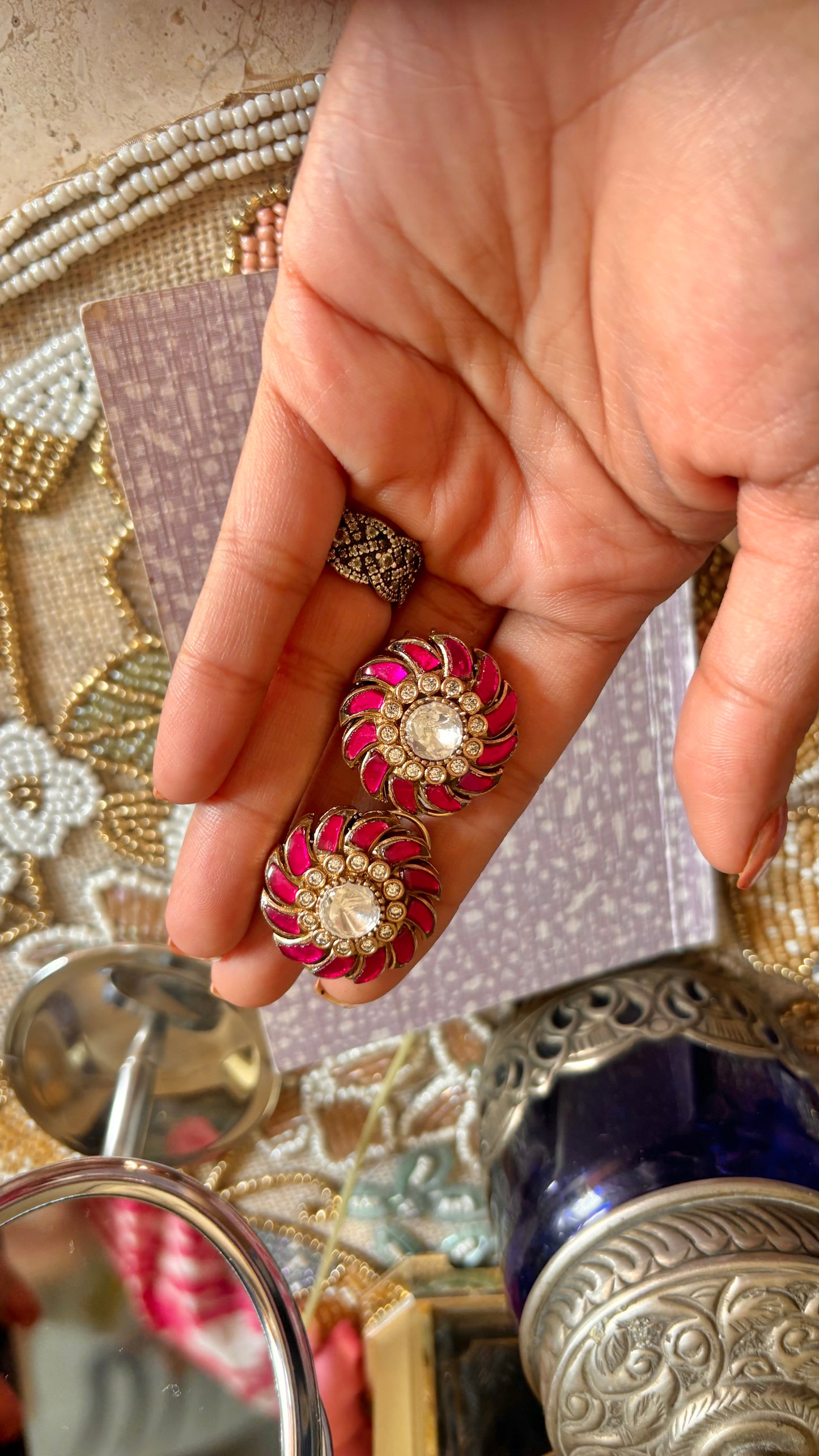 Moissanite rani pink collar necklace