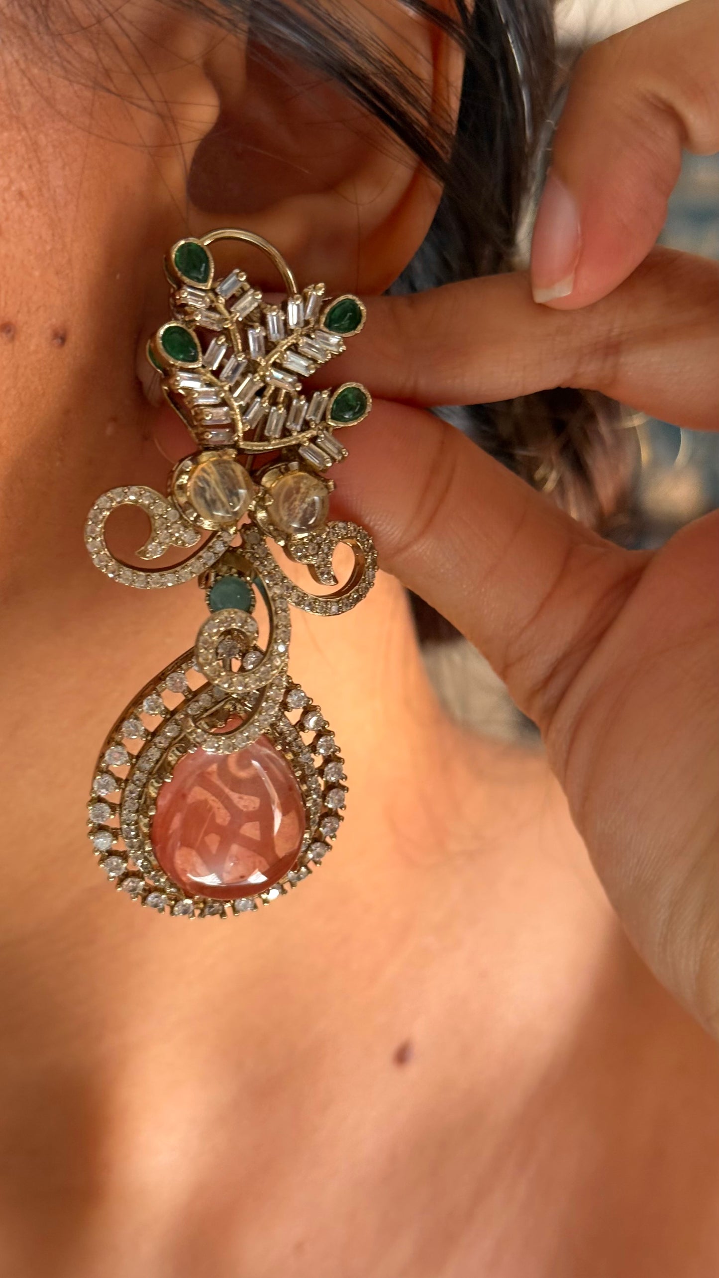 Sabyasachi inspired peach floral cocktail necklace