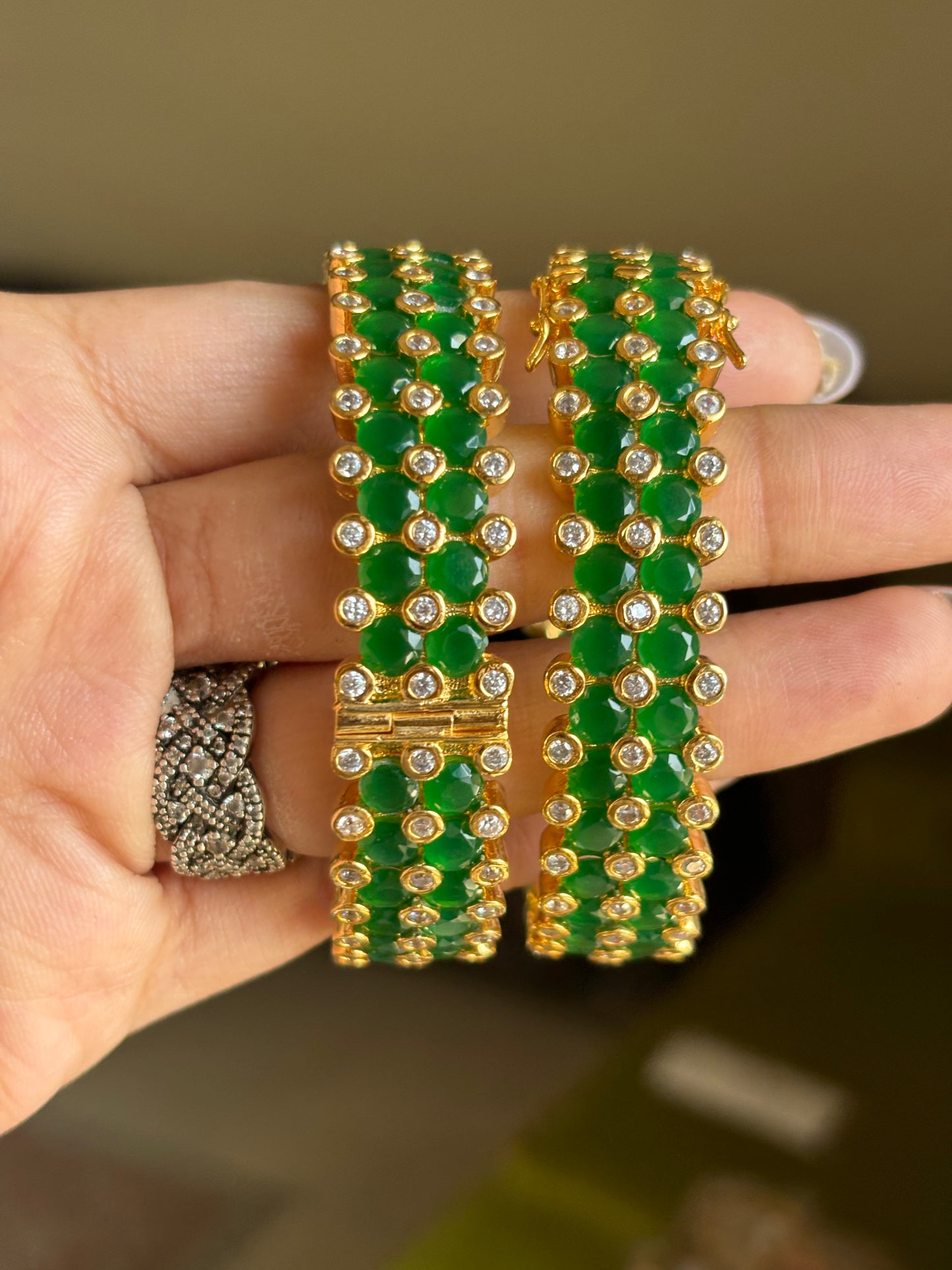 Emerald openable bangles