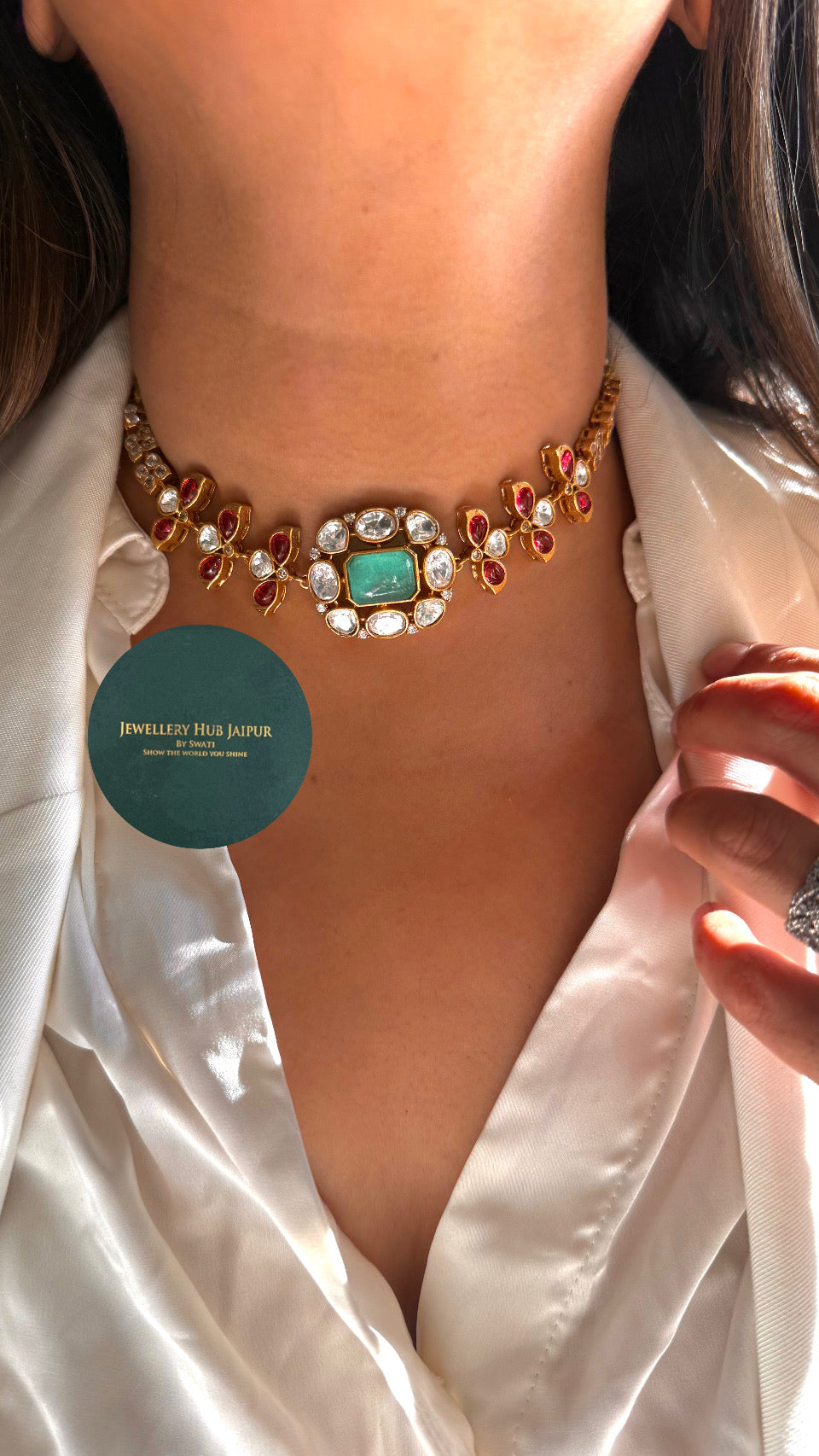 mint & rani pink choker minimal set