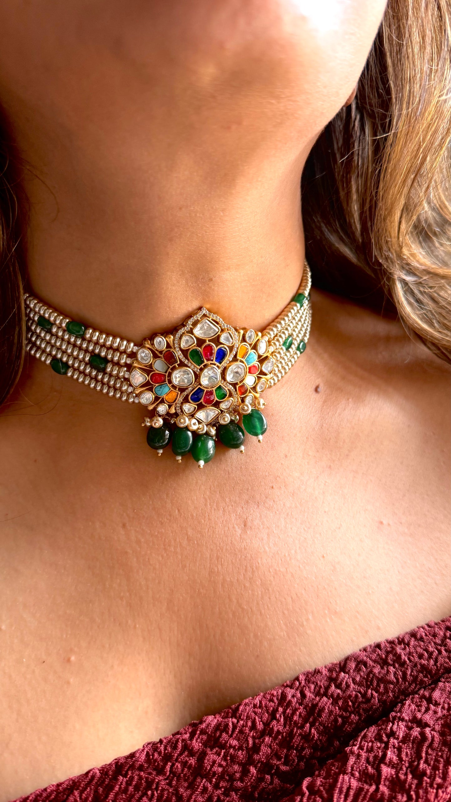 Navratna paachi kundan choker