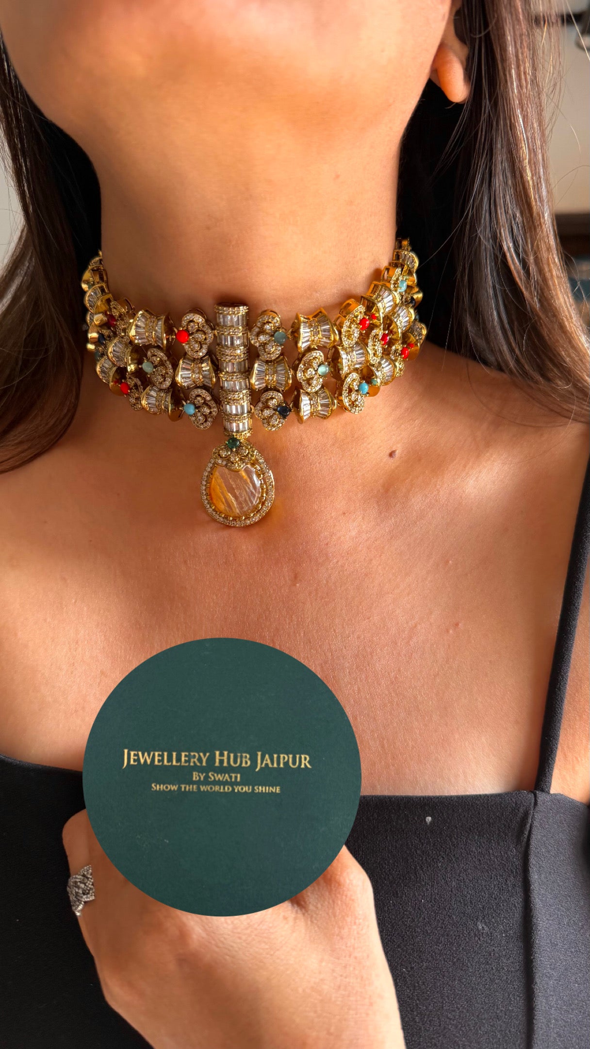 Sabyasachi inspired cocktail necklace (Peach)
