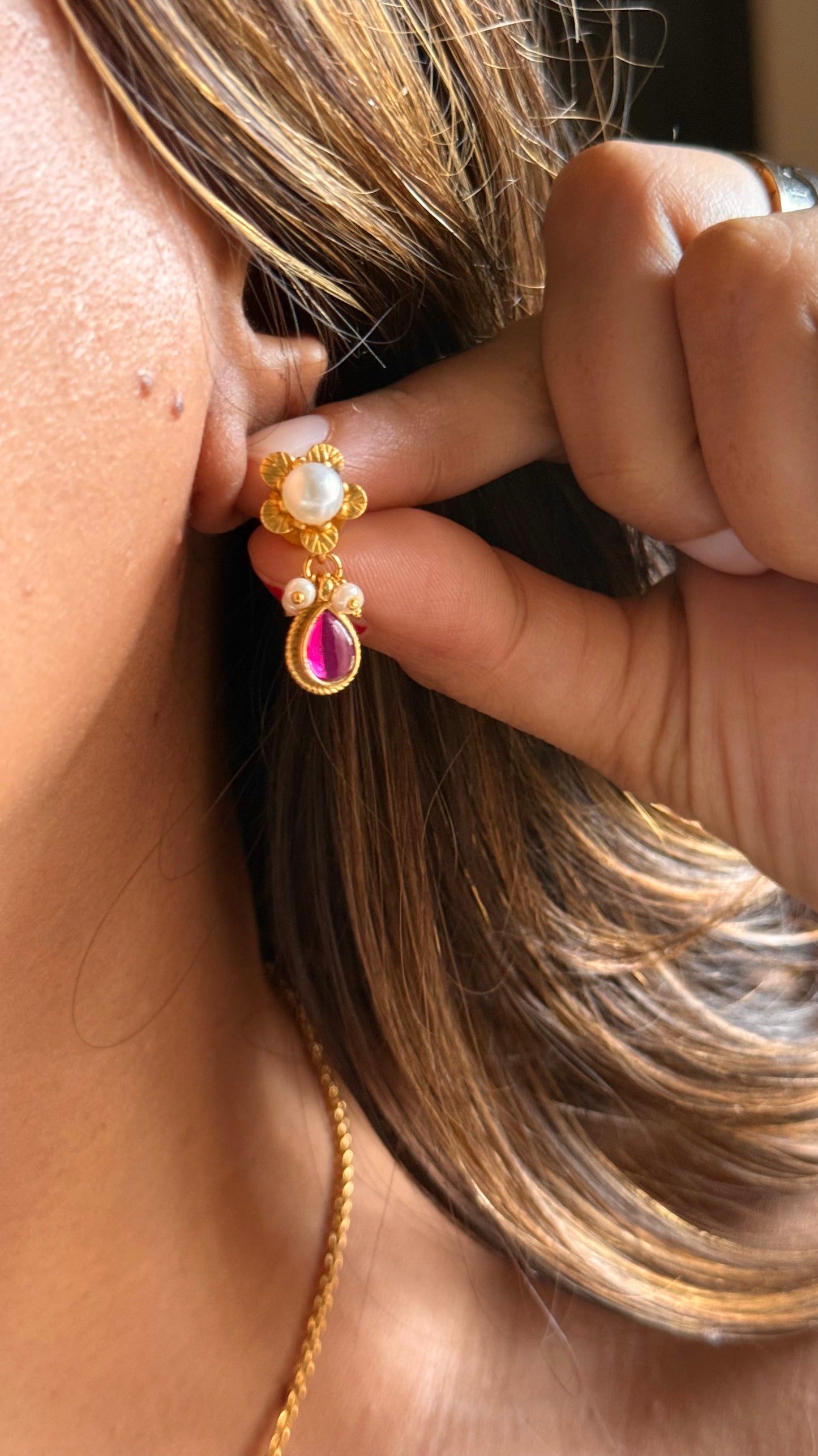 Ruby floral pattern Mangalsutra