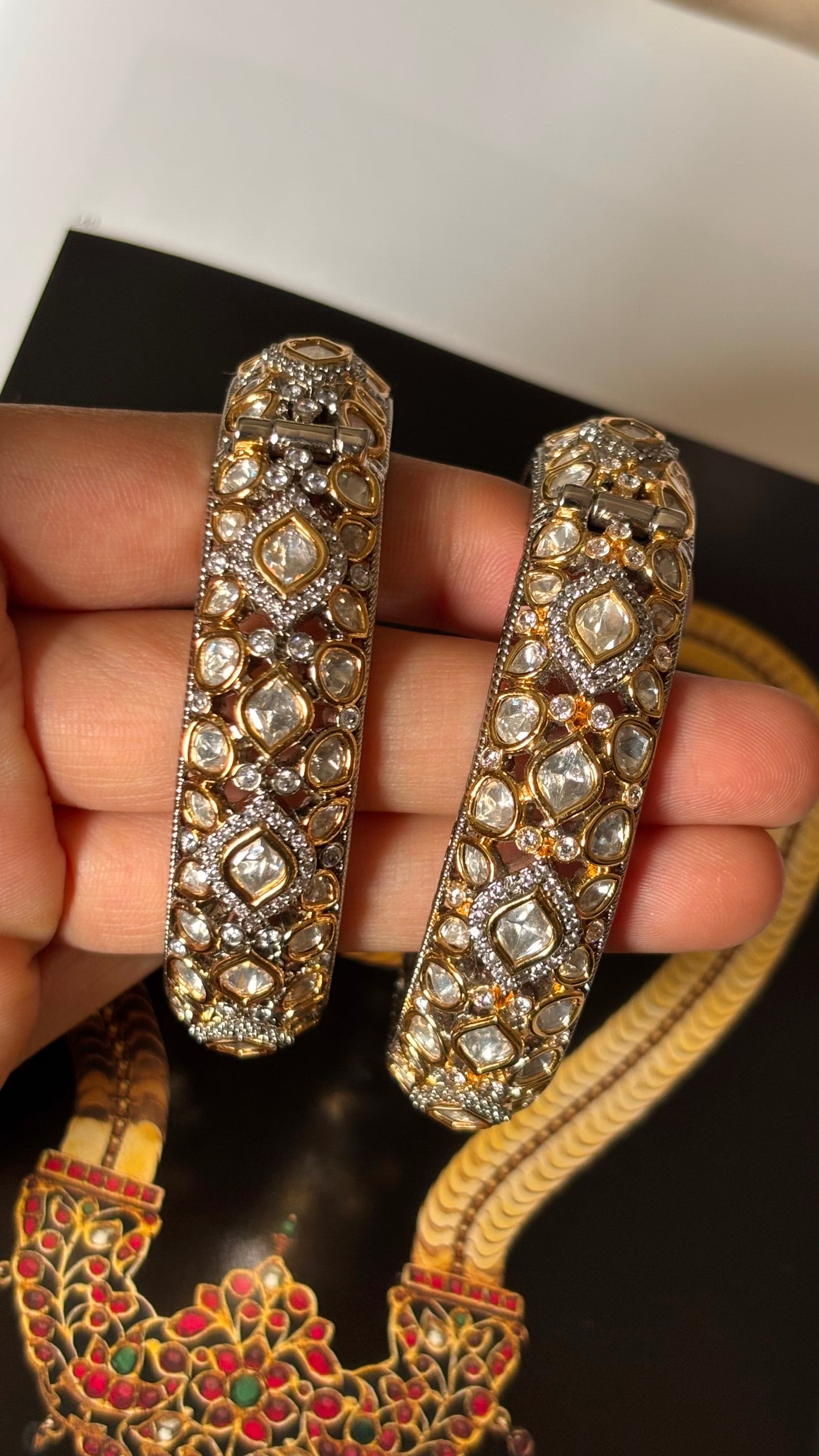 Moissanite polki Victorian openable bangles