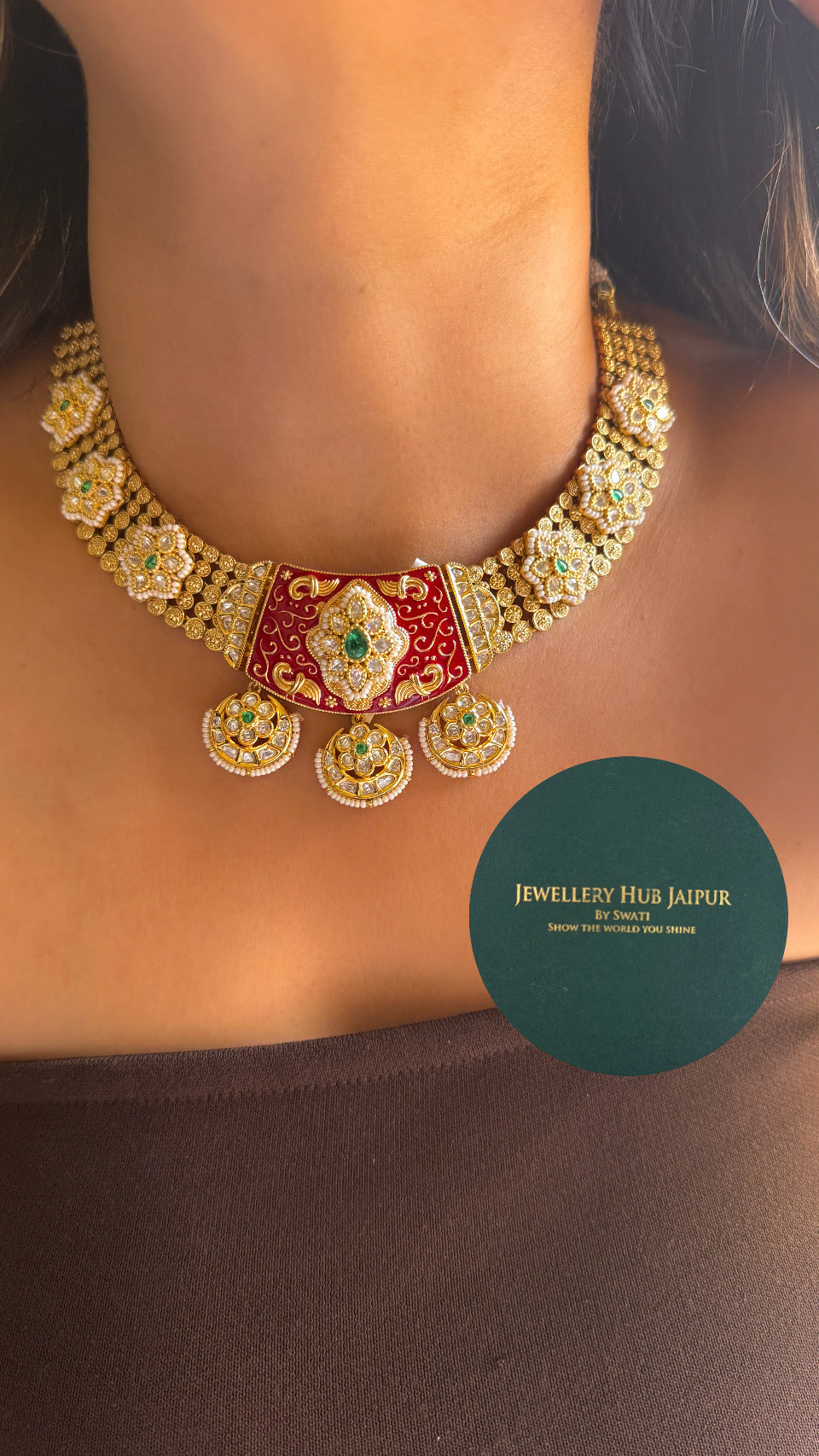 Tribhuvan Das Zaveri inspired Meena Kari Heritage necklace