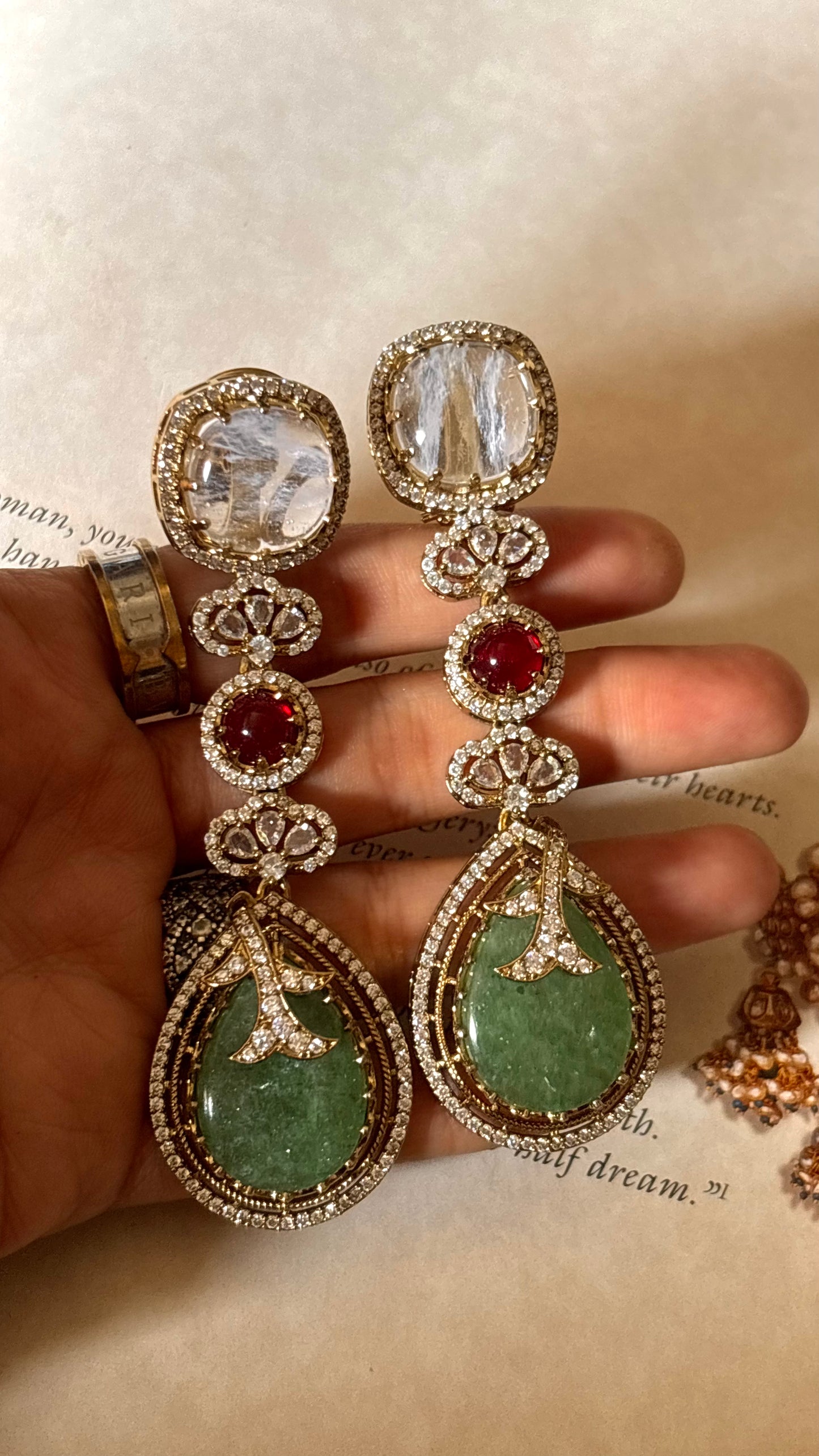 Sabya inspired with cz diamond natural stone Earrings