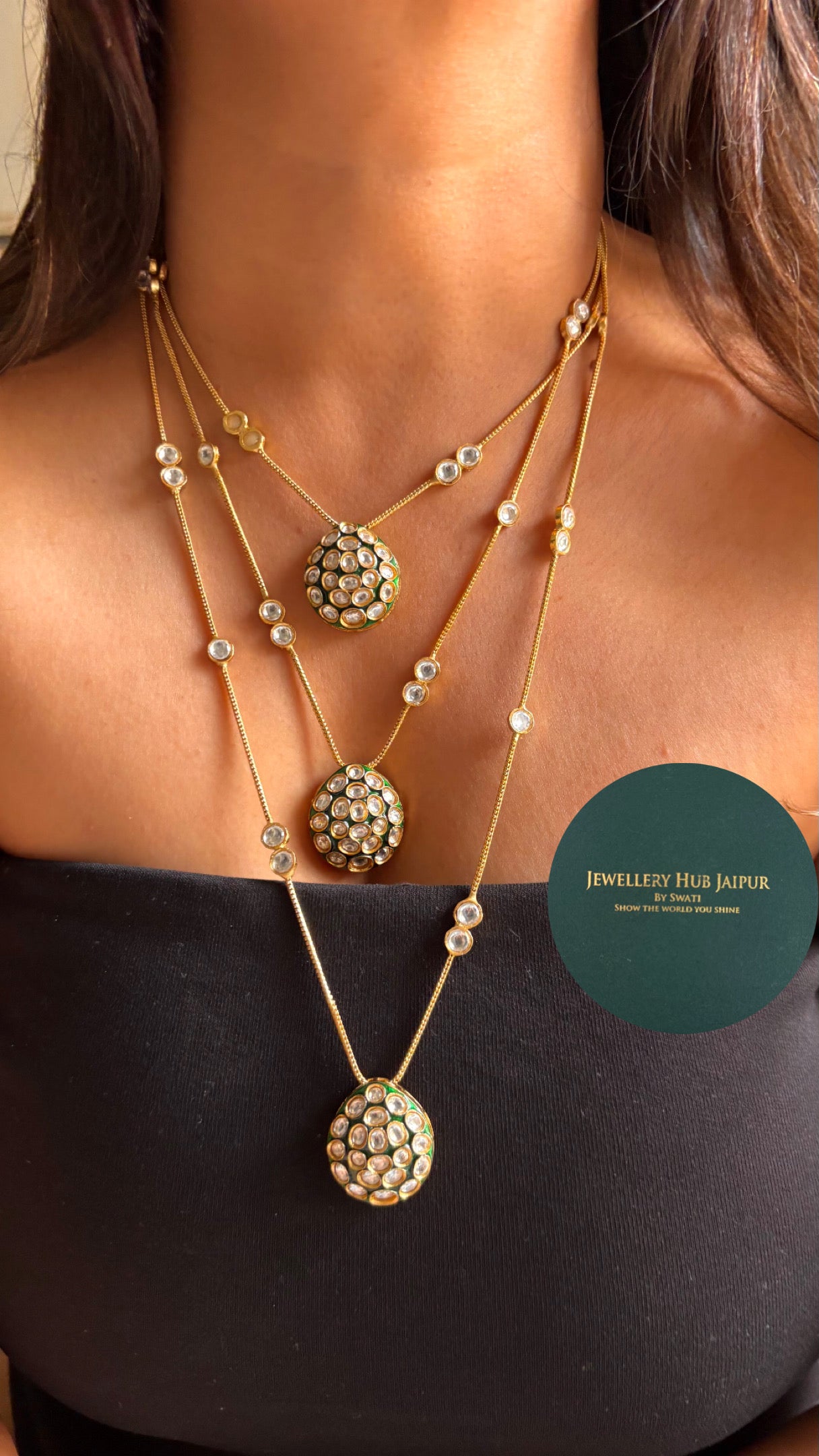 Meenakari triple layered pendant Necklace