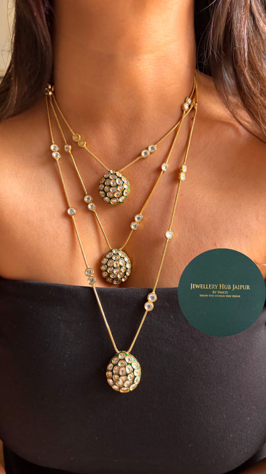 Meenakari triple layered pendant Necklace