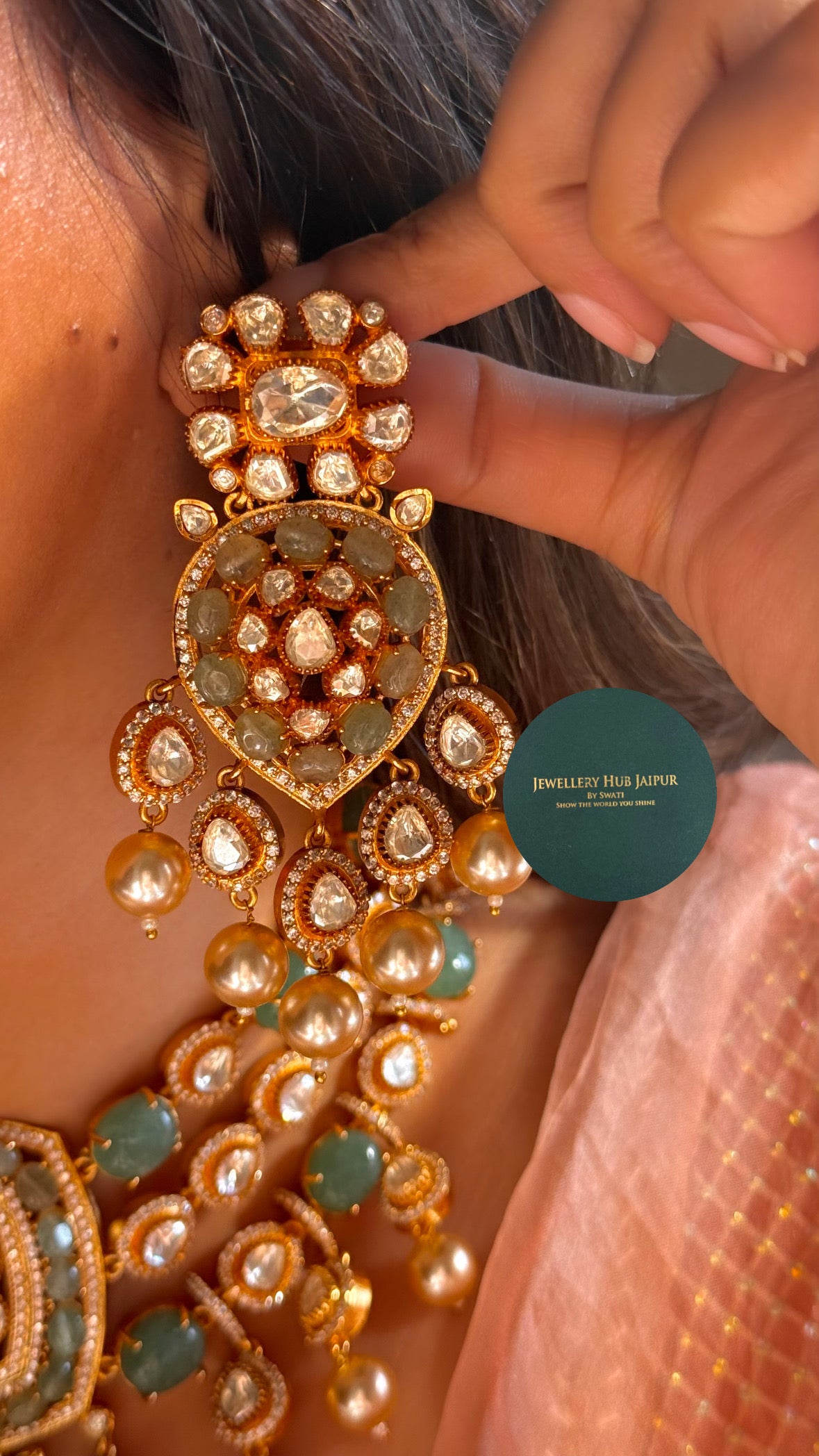 Mint strawberry real moissanite necklace