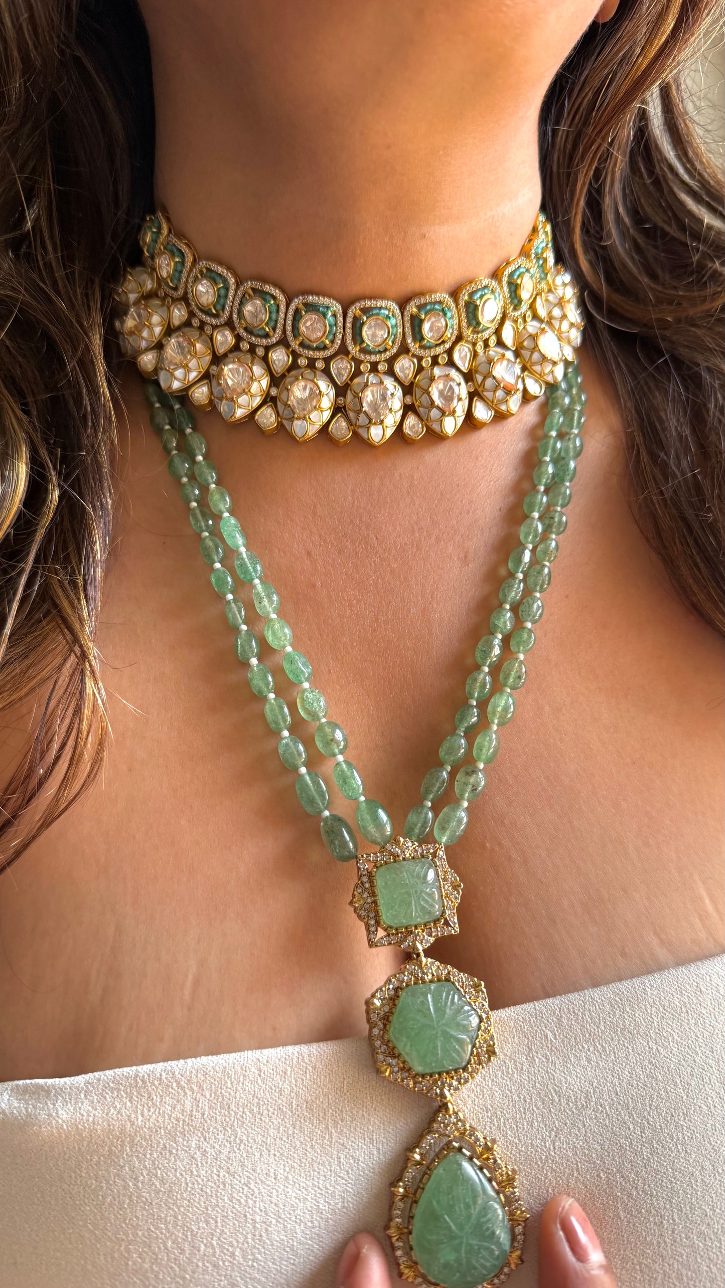 Mother of Pearl & Mint Lv stone combo
