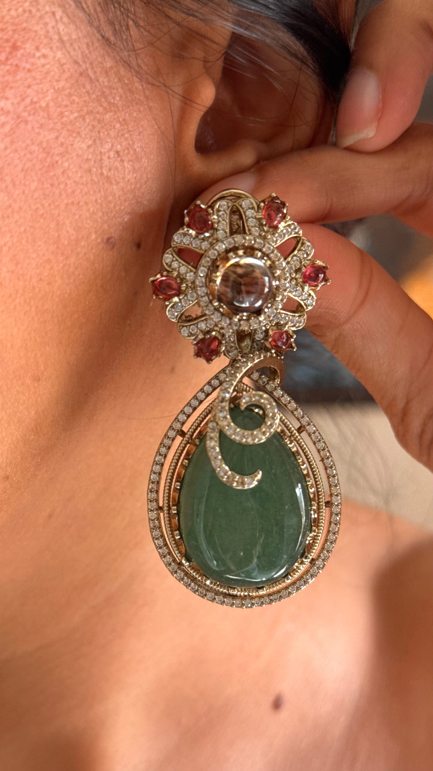 Mint strawberry real stone sabyasachi inspired designer necklace