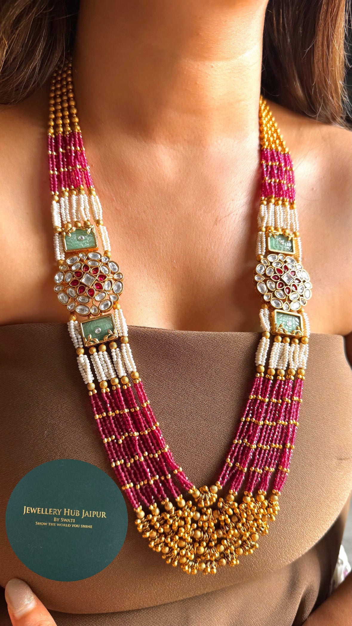 Mint & ruby floral maharani rajwada set