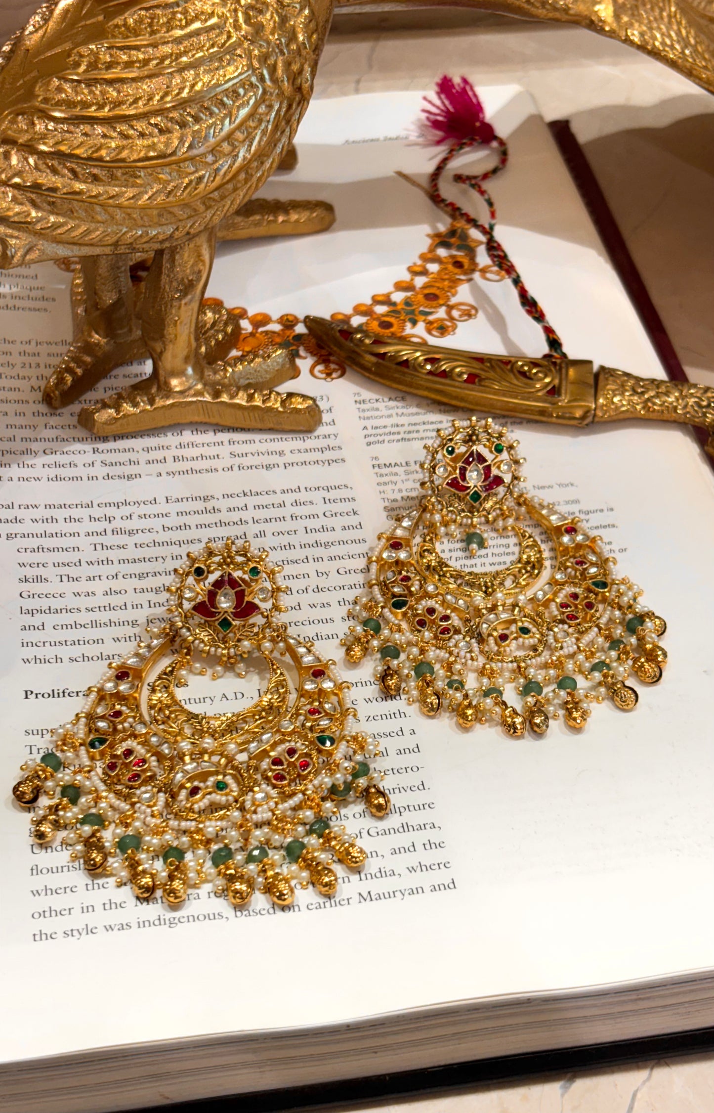 Heritage chandbali with gungroo drops earrings