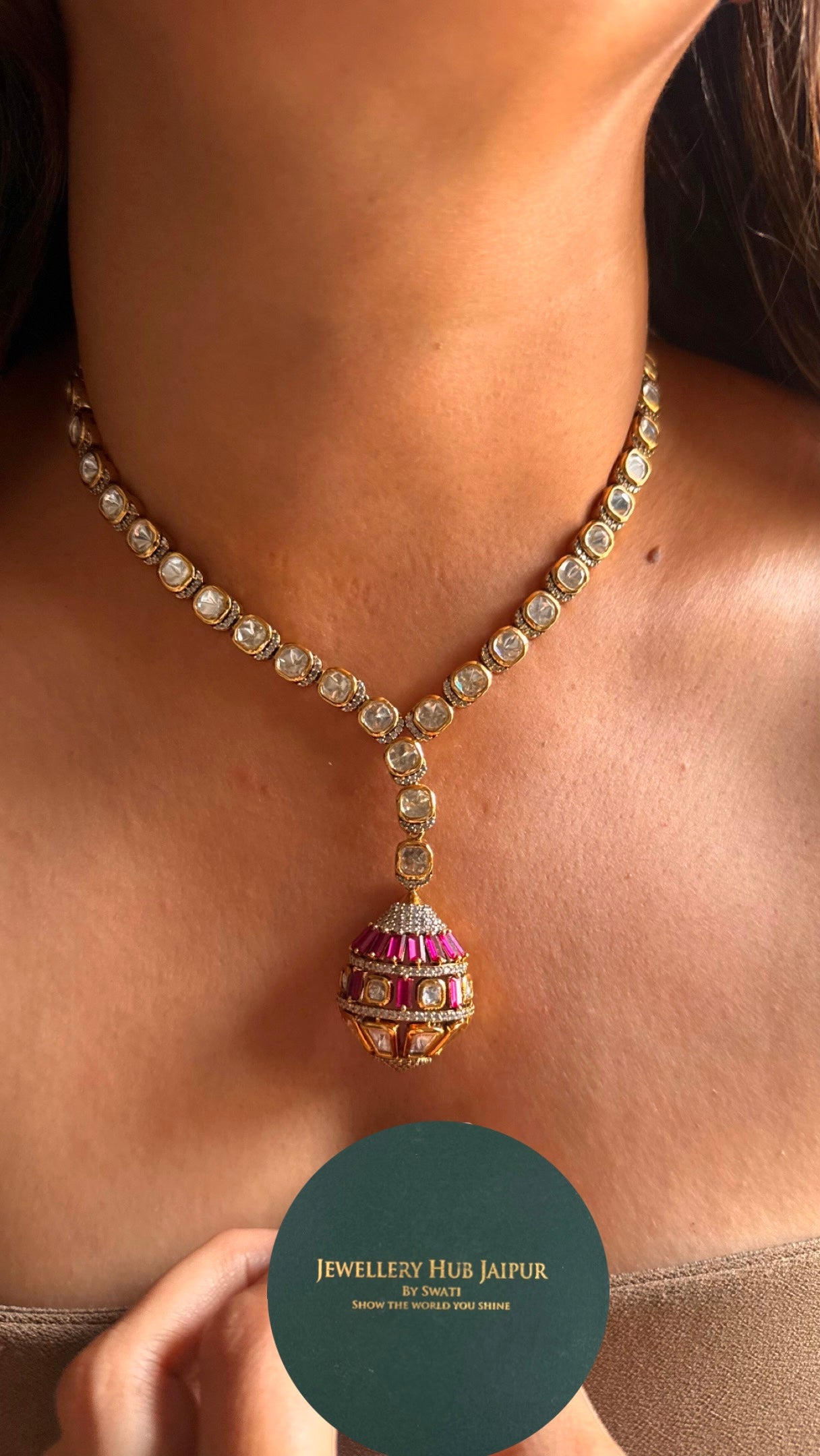 Cocktail Rani pink pendent set