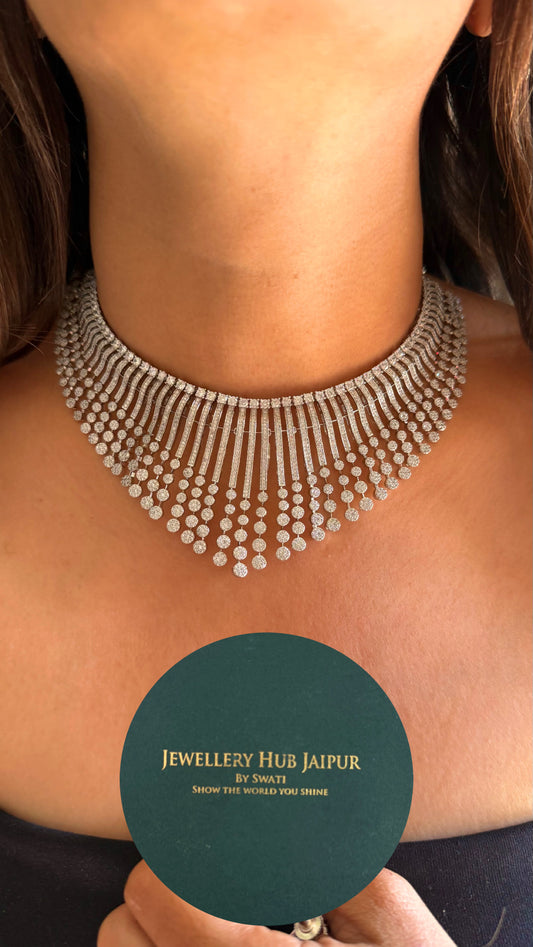 Cz diamond designer collar necklace