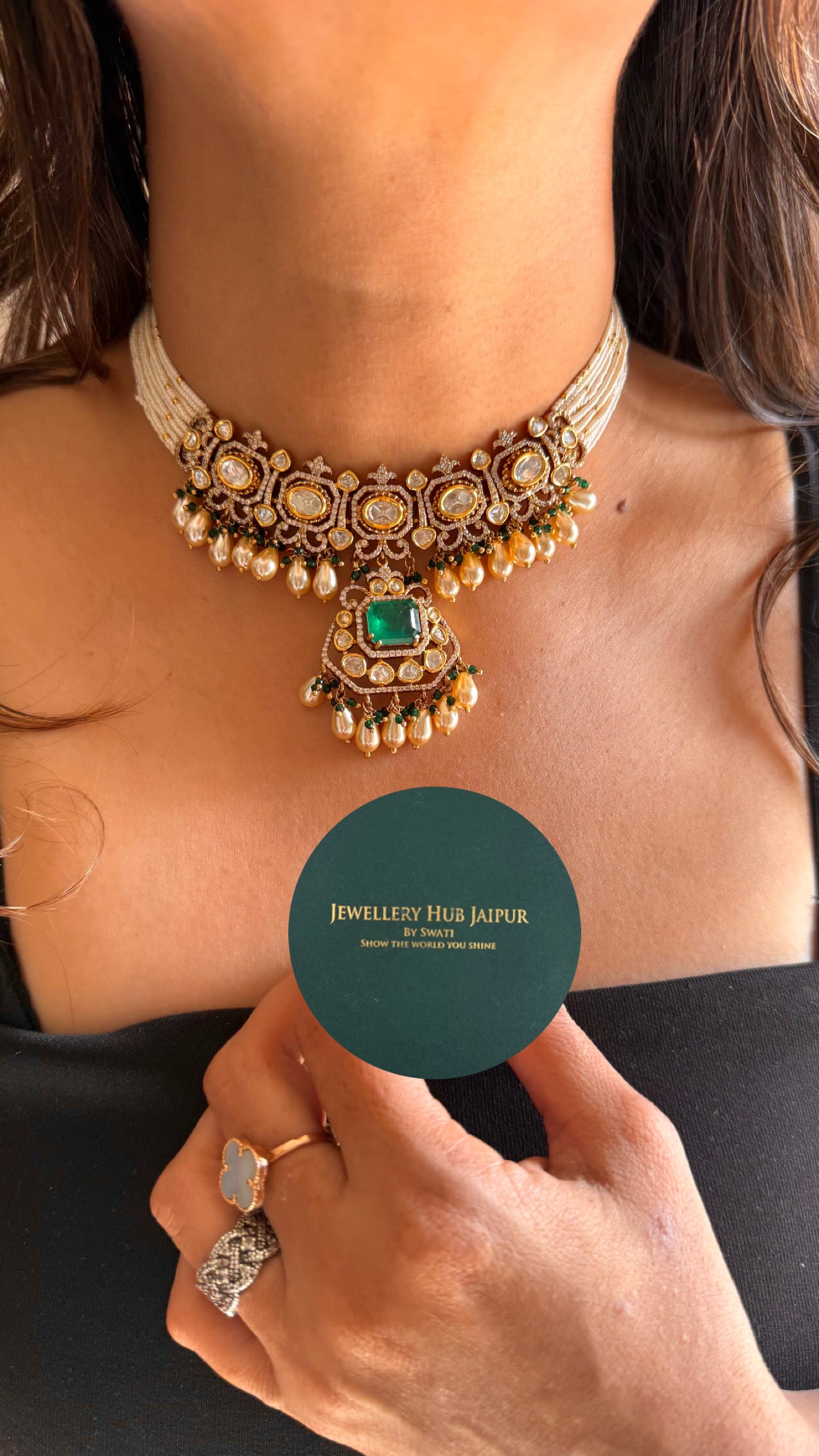 Emerald tear drop shape necklace