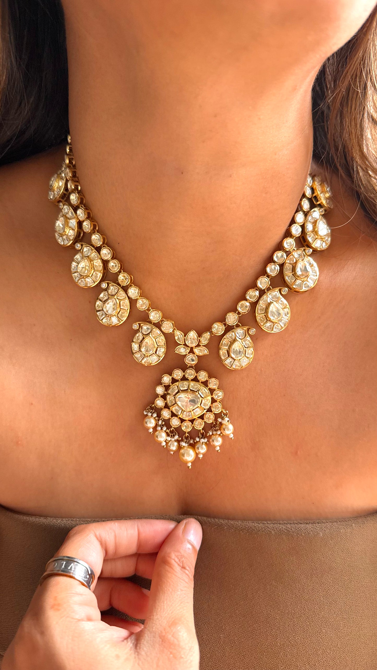 Peeli polki madhubani designer necklace
