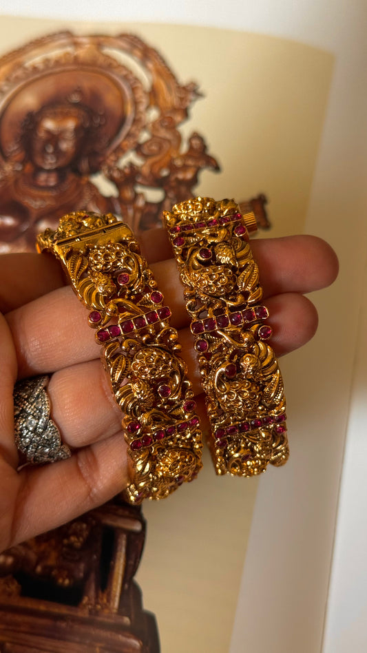 Peacock inspired rajwadi ruby bangles