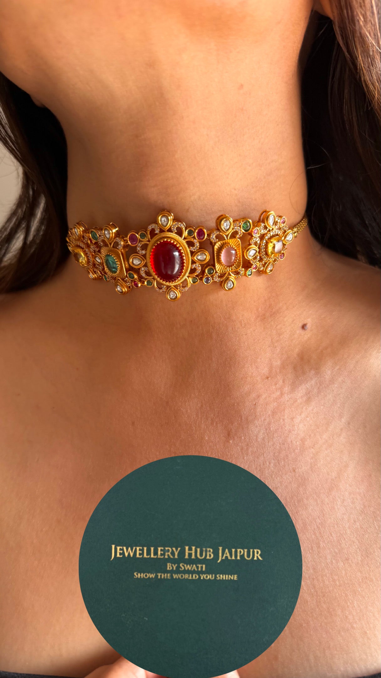 Ruby multicolour minimalist choker
