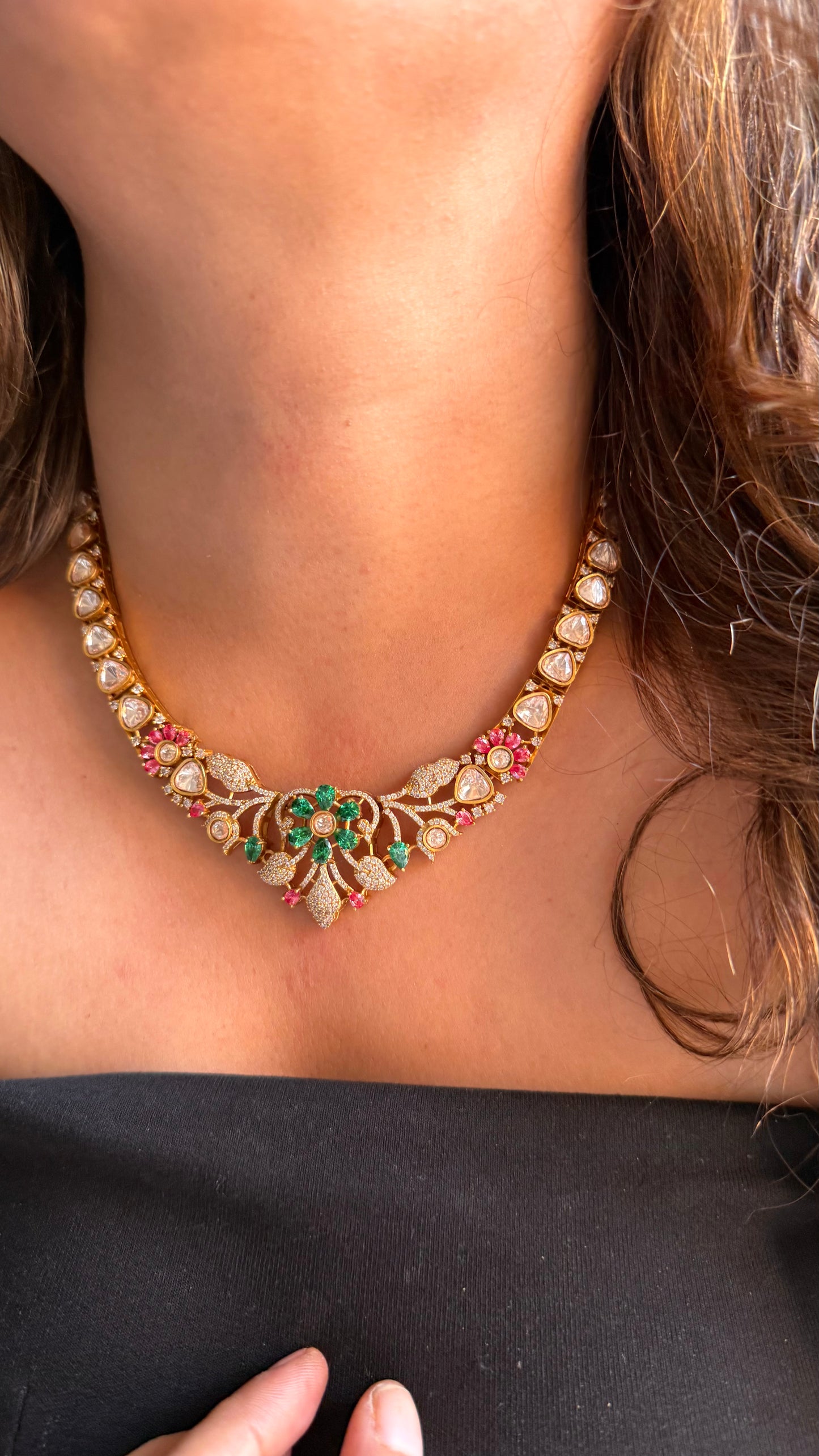 Swarovski Design inspired collar necklace with floral detailing