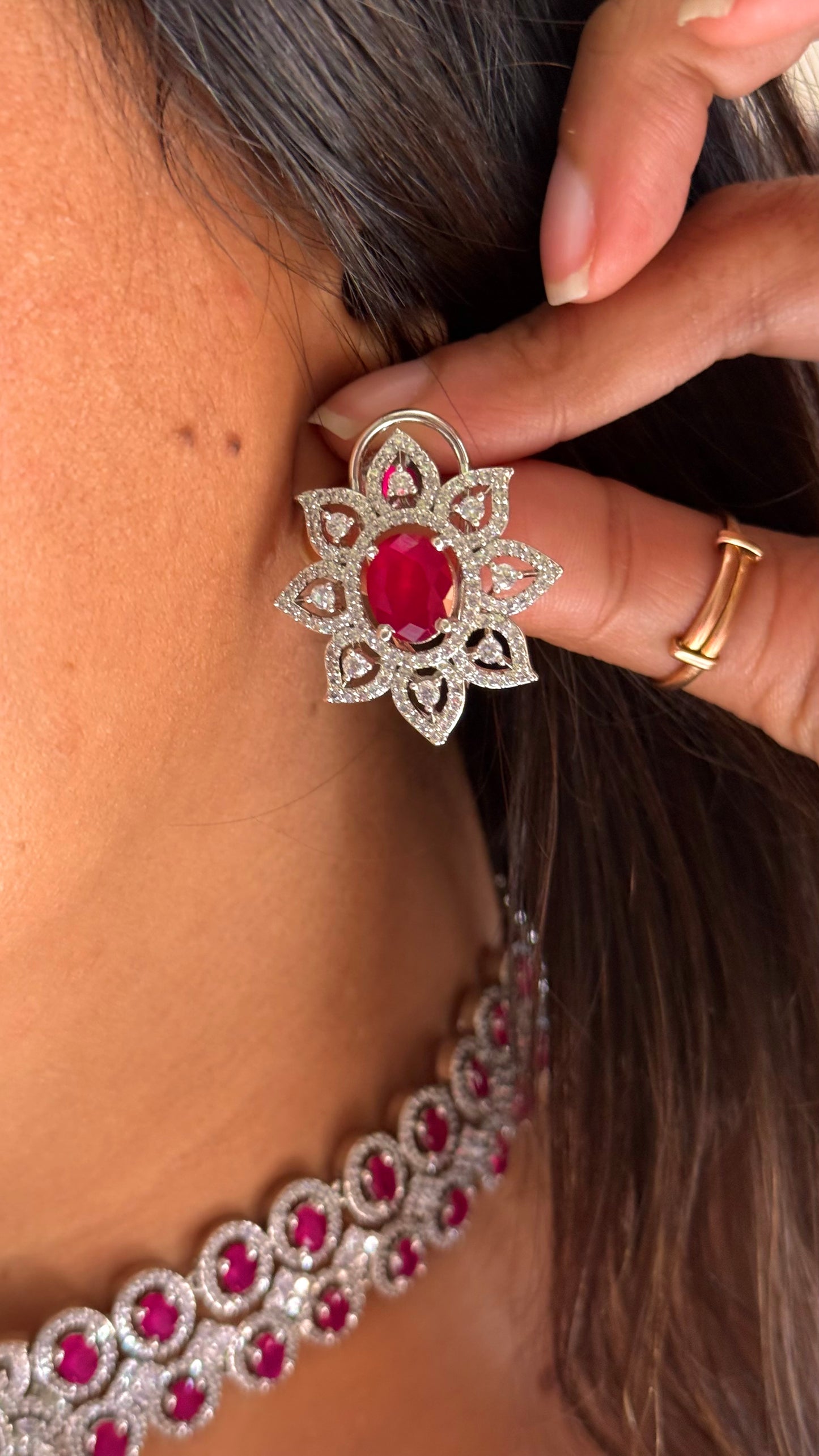 Ruby cz diamond designer choker