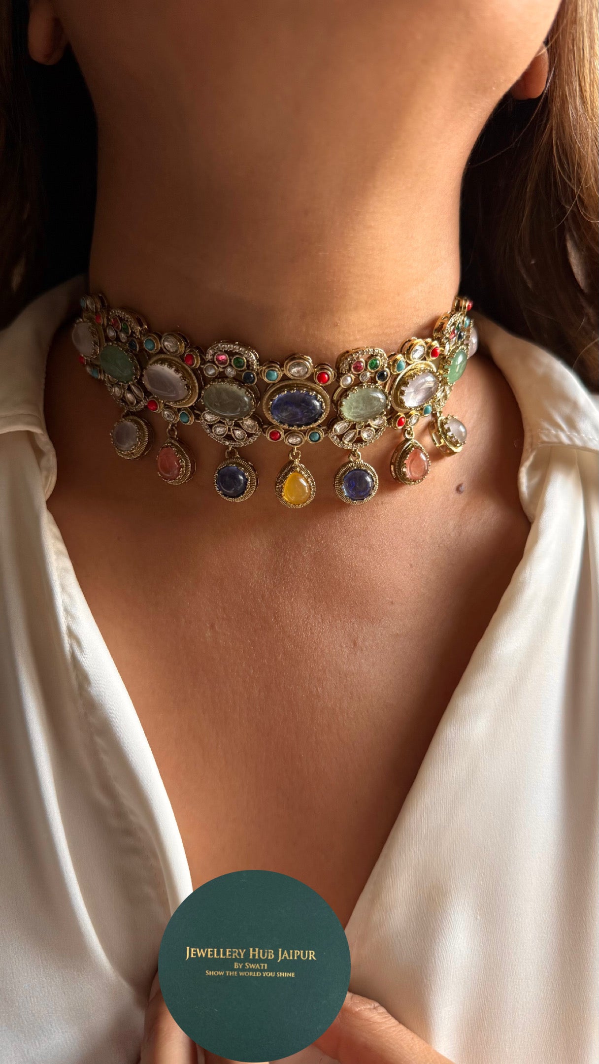 Sabyasachi inspired sapphire with natural stone Necklace