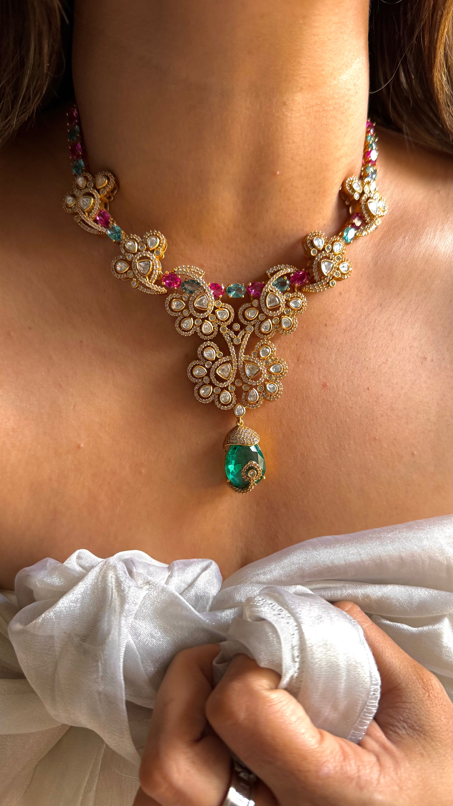 Emerald designer, floral pattern cocktail set