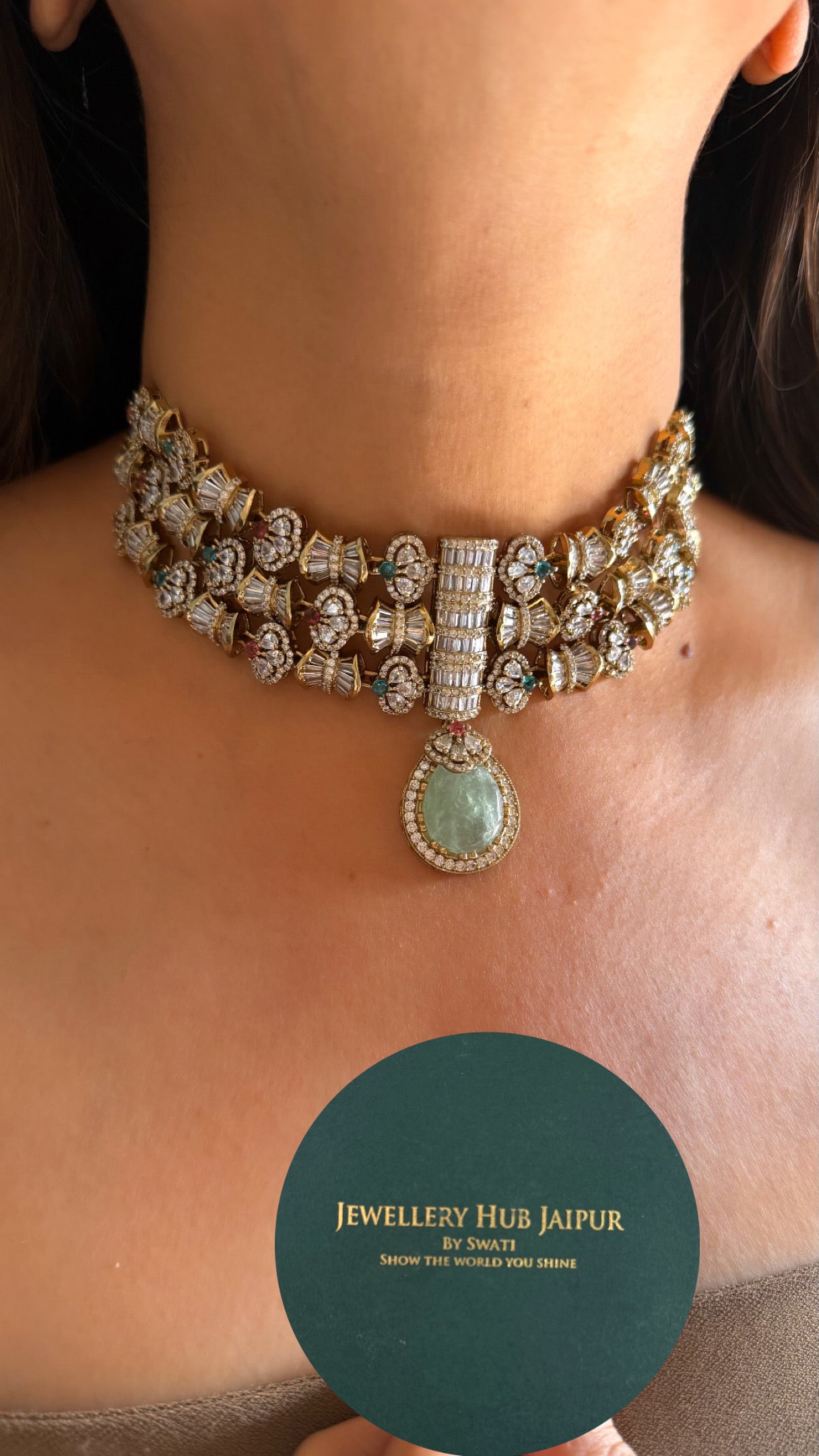 Royal Sabyasachi inspired with mint stone navratna Necklace