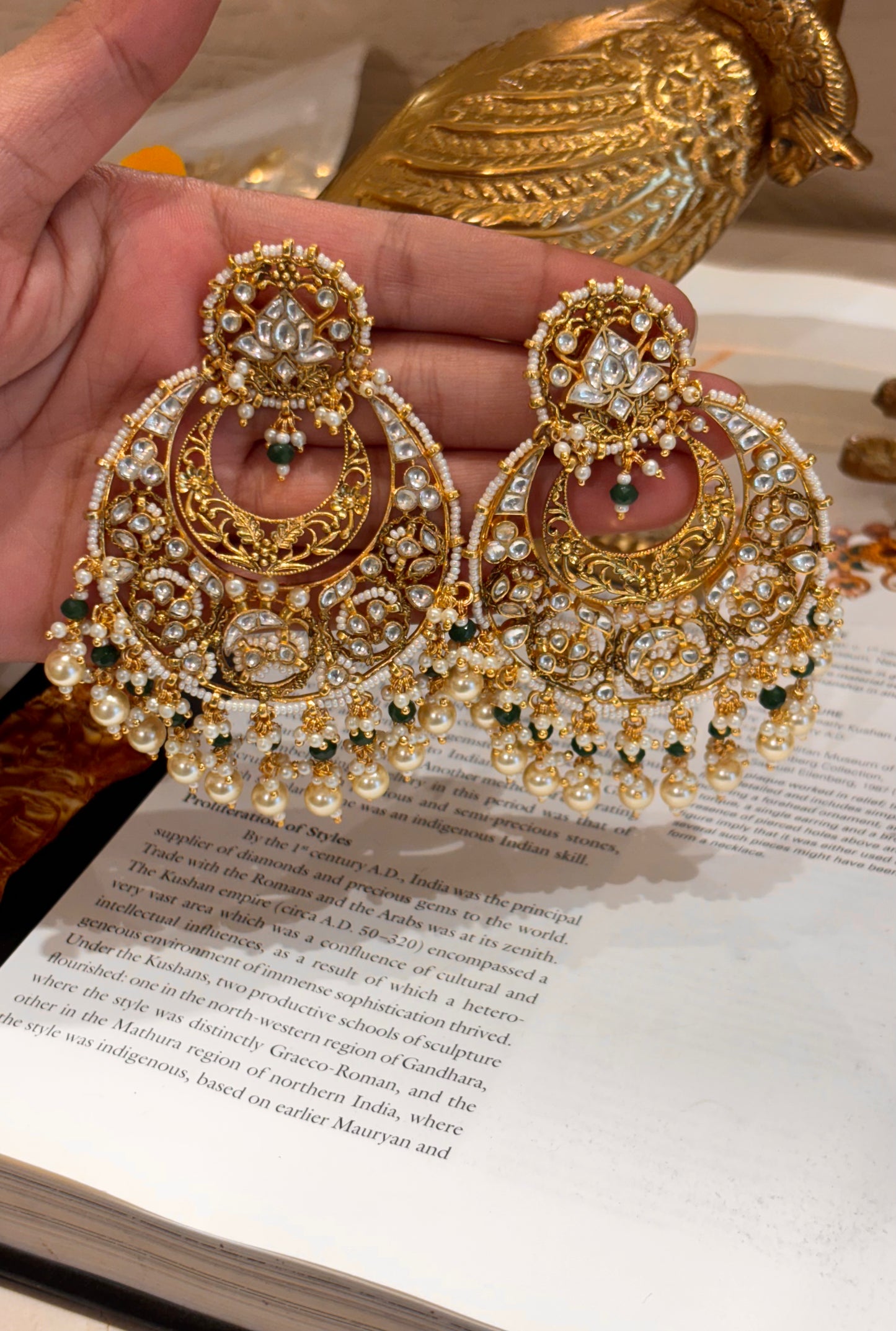 Paachi kundan gold chaandbaali designer earrings