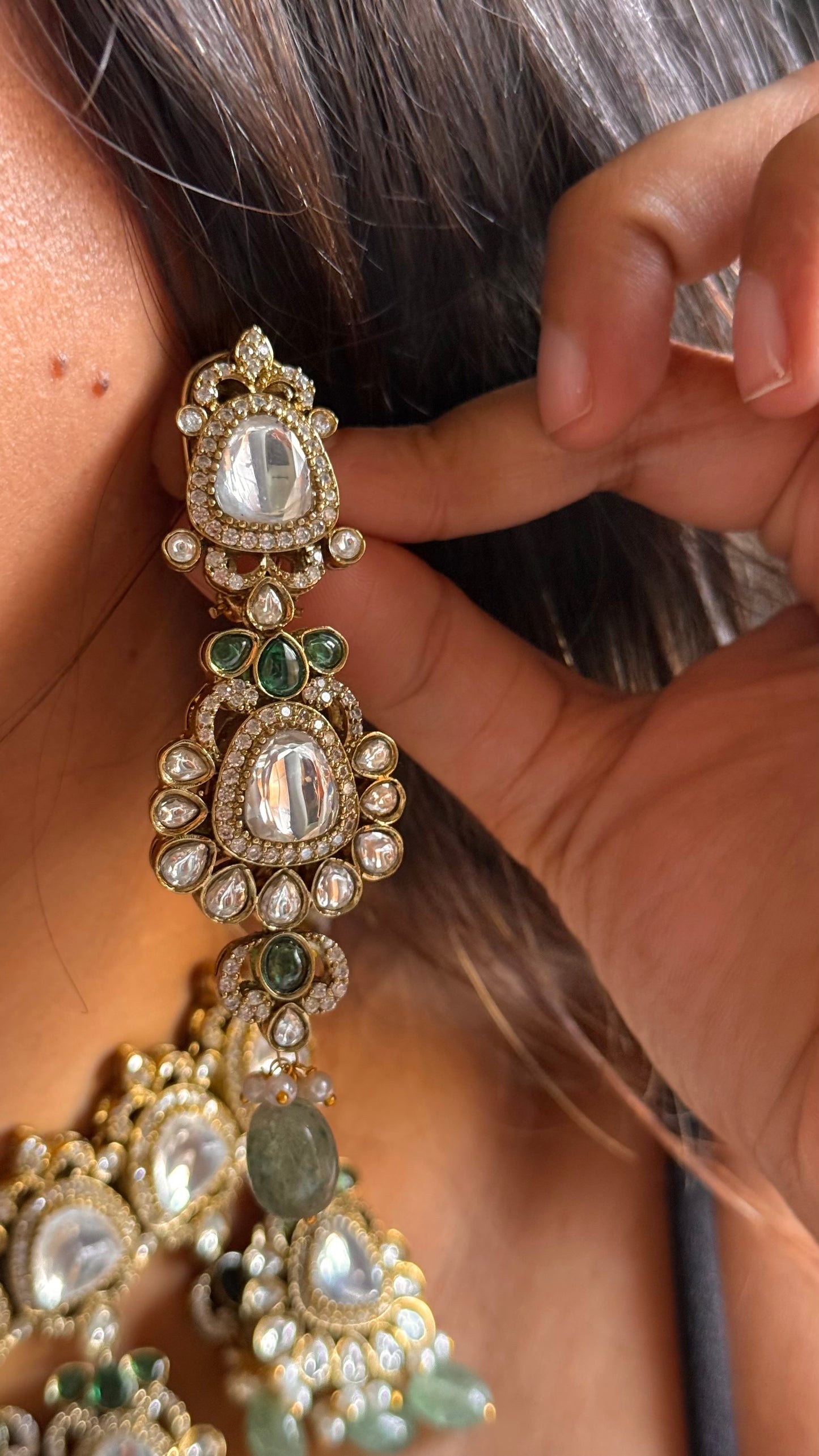 Bridal asia with real mint strawberry drops Necklace