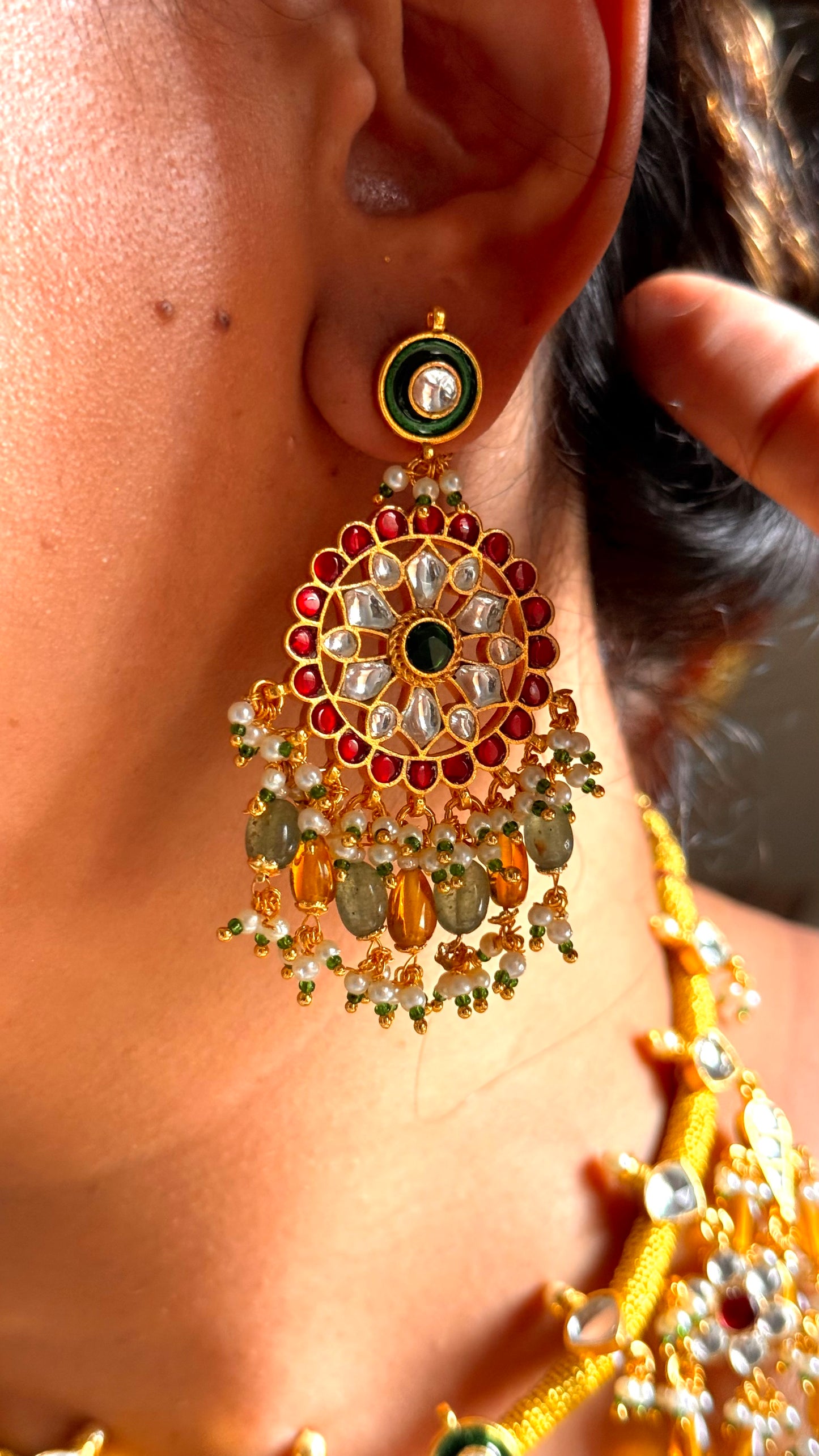 Floral inlay chand designed nakashi Necklace