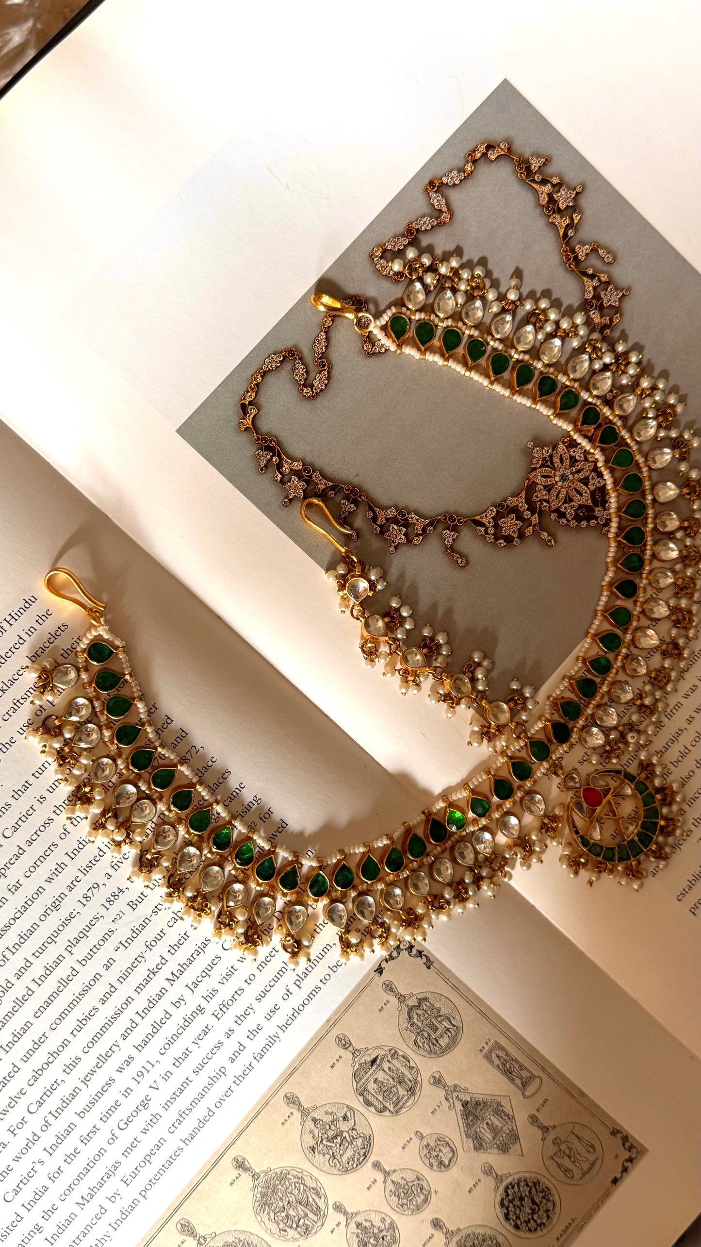 Paachi Emerald & rani pink heritage sheeshpatti