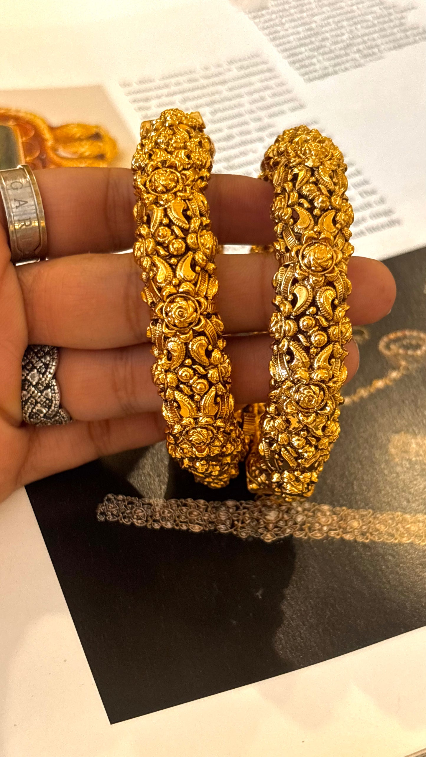 Heritage rajwada nakashi antique gold bangles