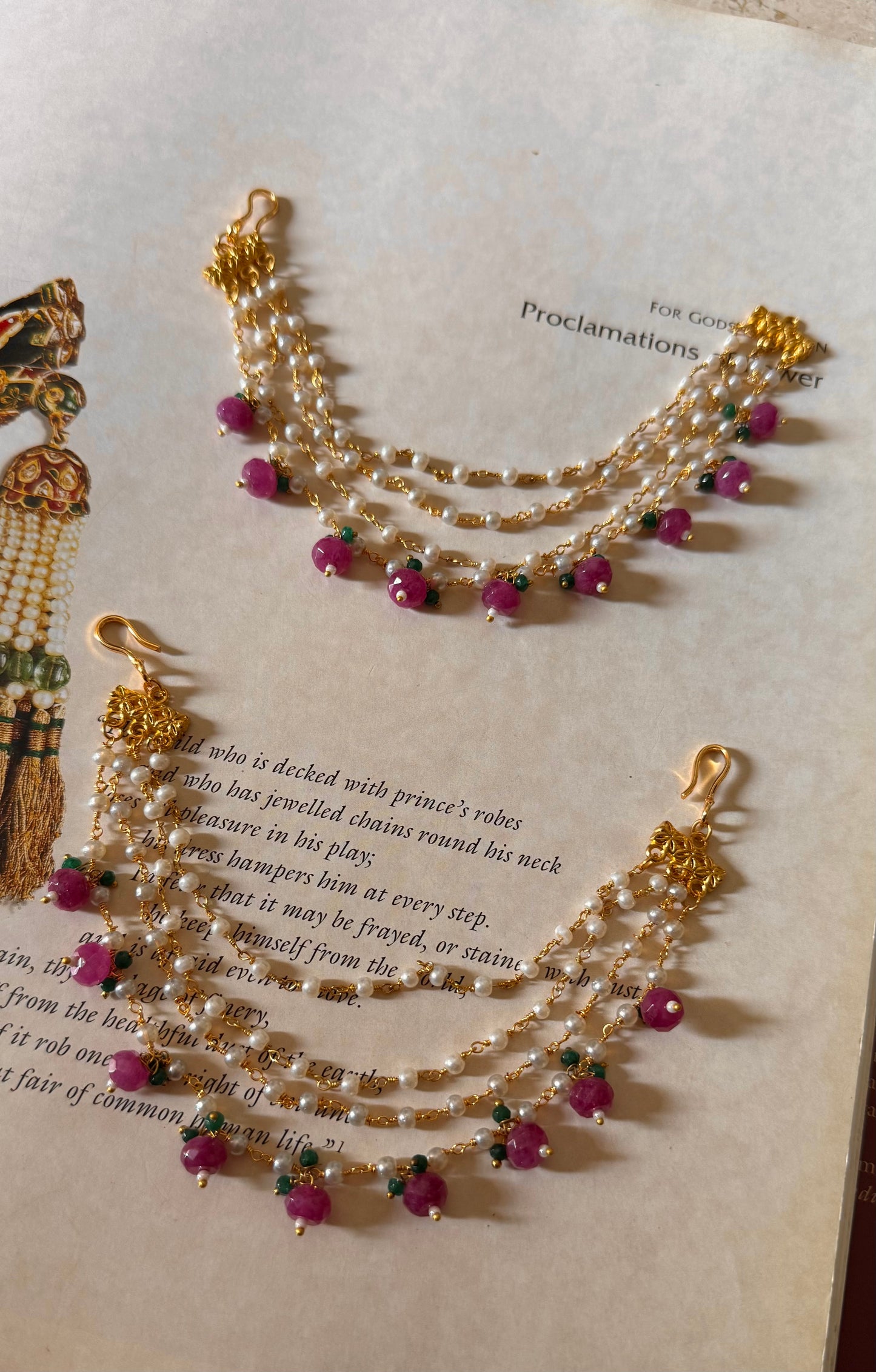 4 layer Rani pink kaanchain
